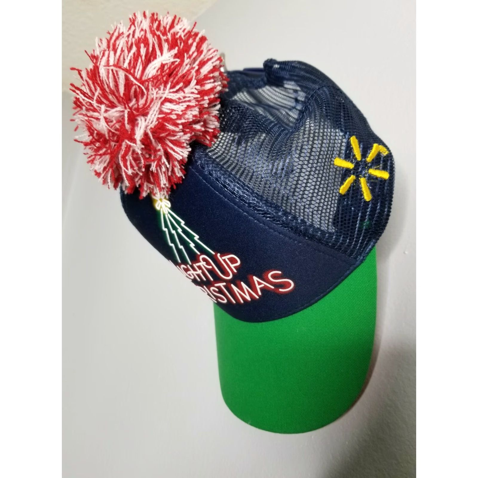 Walmart Walmart Employee Light Up Christmas Pom Ball Trucker Snapback Promo Cap Hat Men Adjustable Blue Hat Size ONE SIZE - 3 Thumbnail
