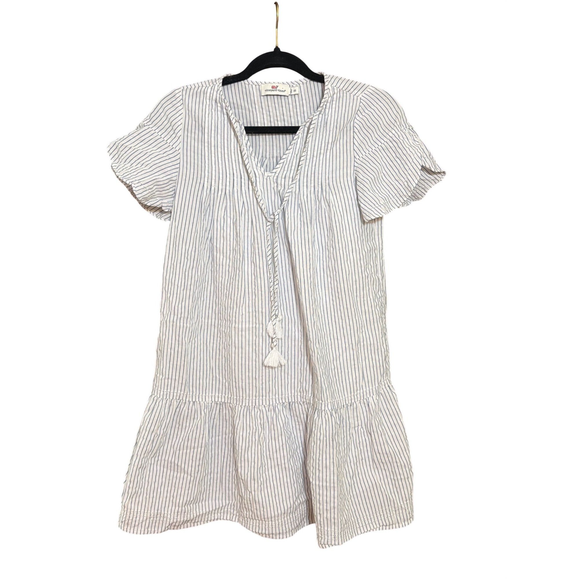 Vineyard Vines Vineyard Vines Striped V Neck Dress Pintuck Flutter Sleeves Size XXS / US 00 / IT 34 - 1 Thumbnail