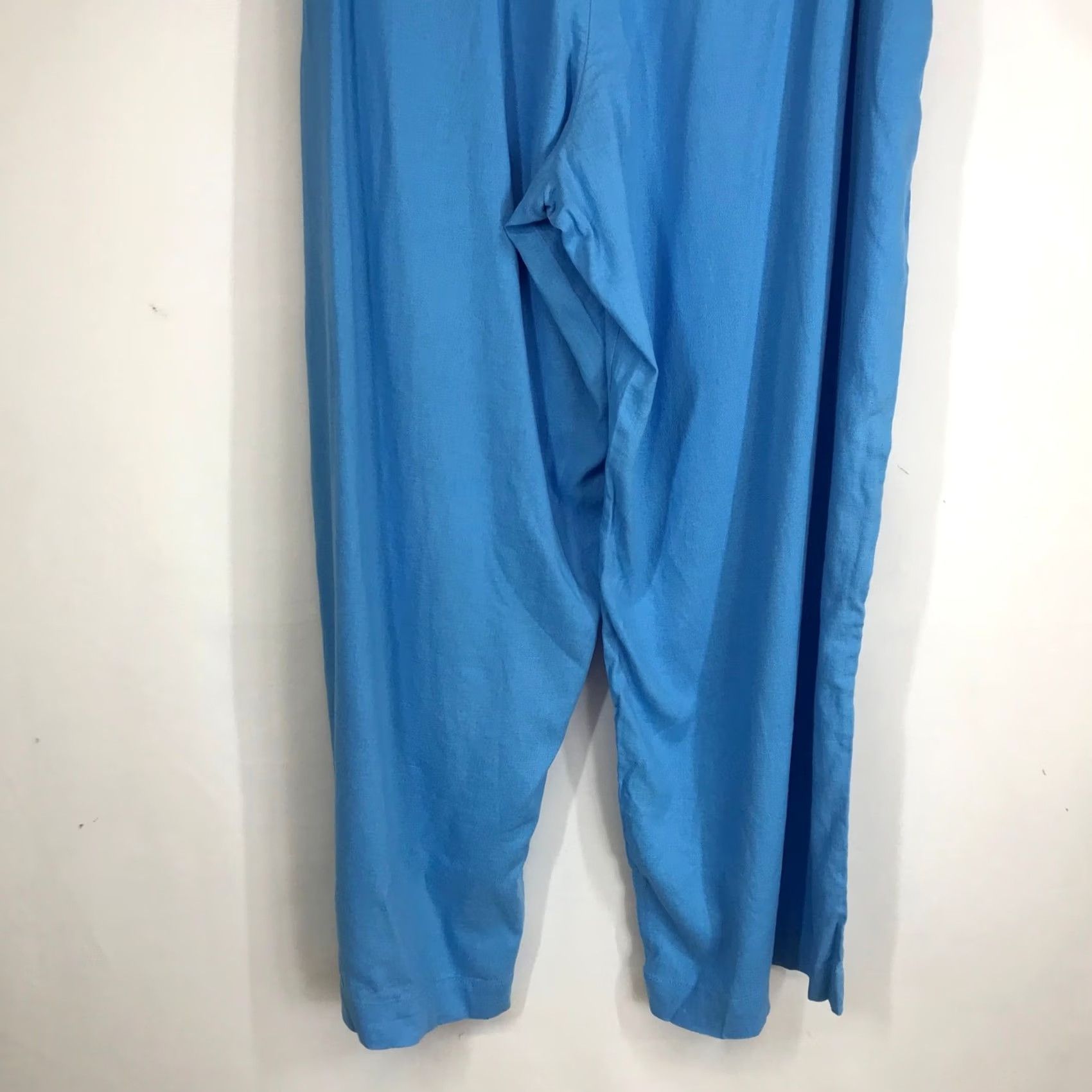Vintage A New Day Blue Linen Blend Wide Leg Pants Womens 22 Size 22 Paperbag Pleated Elastic Waist Pockets Casual Summer Size 40" / US 18 - 6 Thumbnail