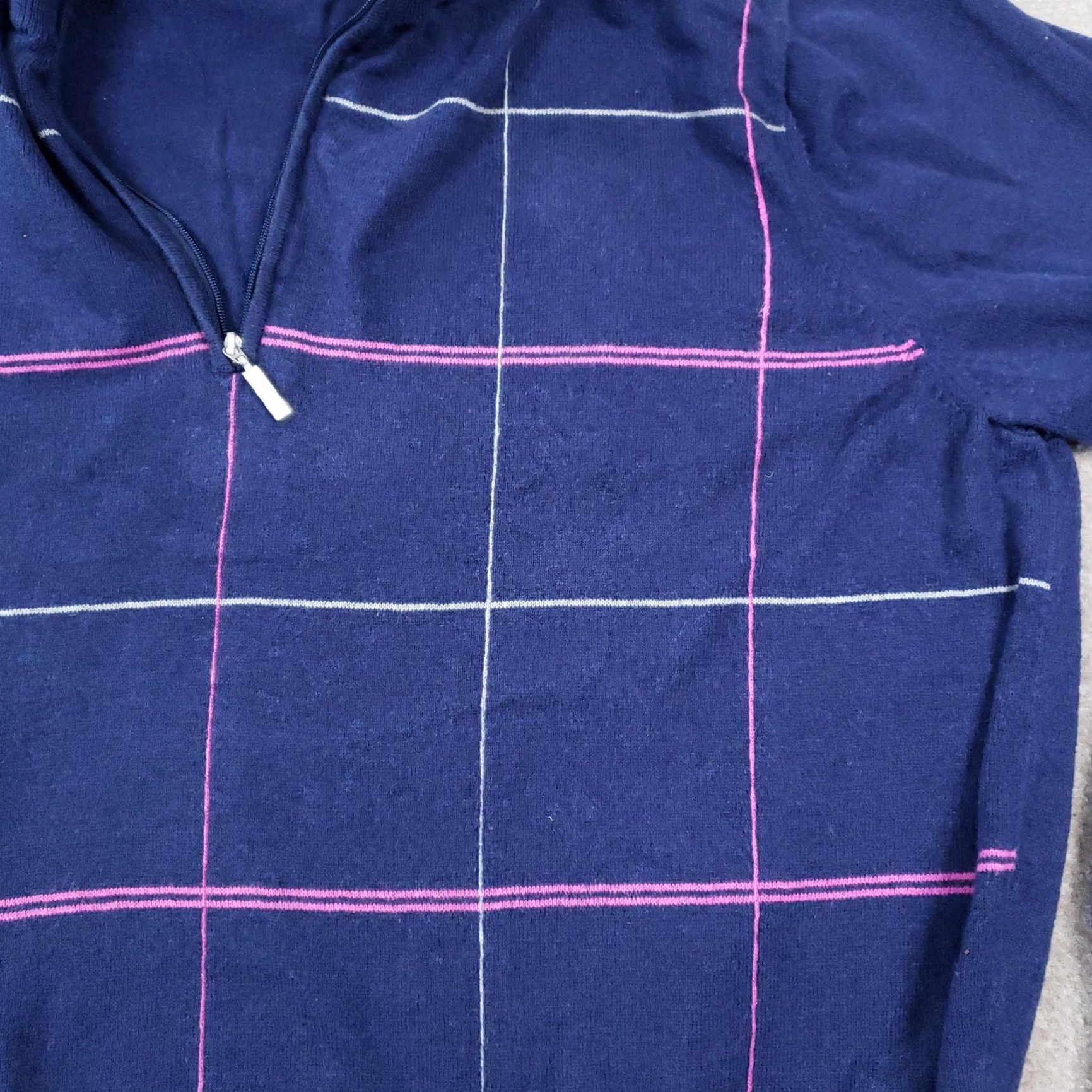 Vintage Carnoustie Mens XL Blue Cotton Cashmere Quarter Zip Pullover Size US XL / EU 56 / 4 - 7 Thumbnail