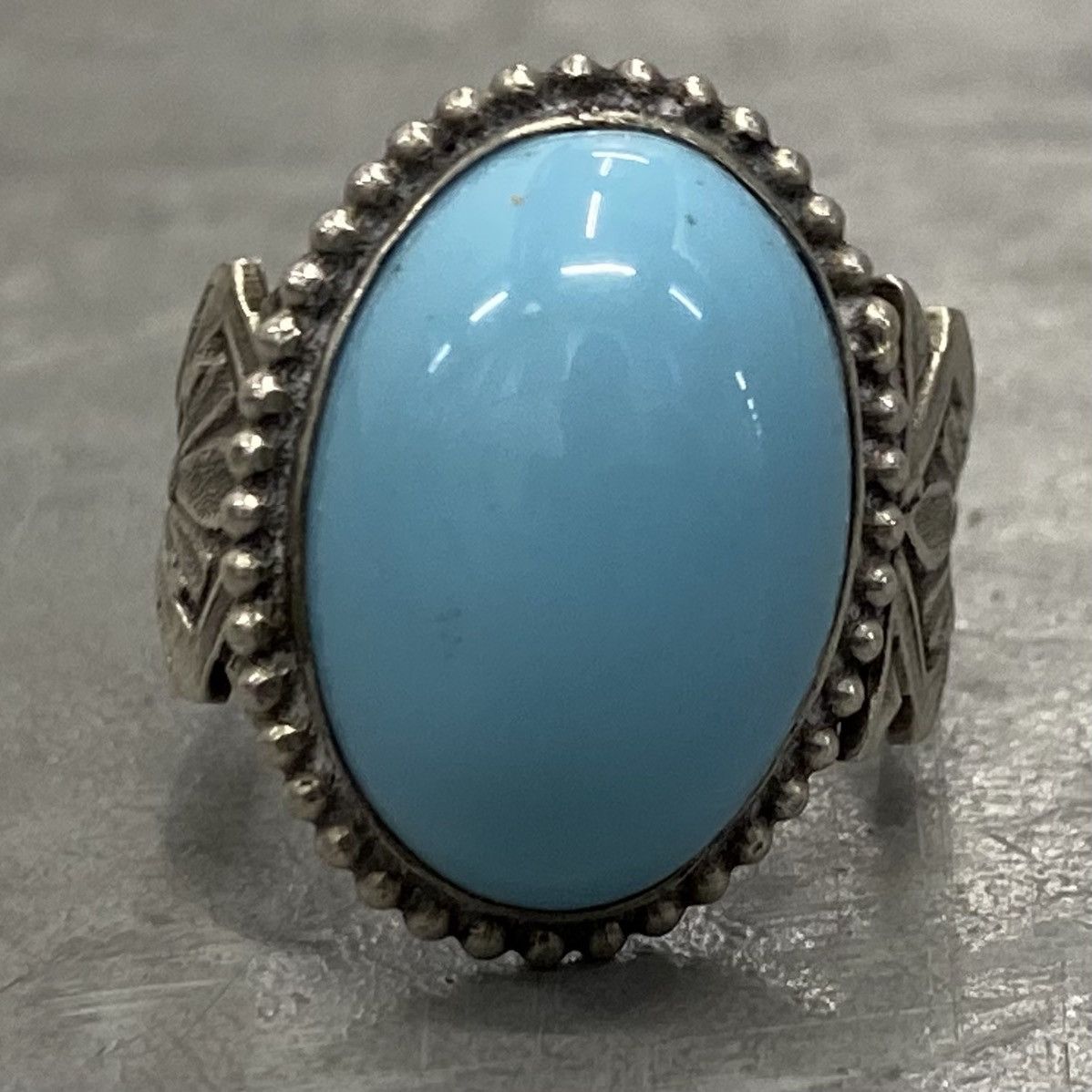 Kapital × Vintage Antique 30s 40s Sterling Silver Turquoise Art Deco Ring Size ONE SIZE - 3 Thumbnail