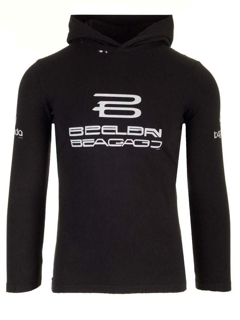 Balenciaga NEW Balenciaga Black Logo Distressed Women’s Hoodie Size S Size S / US 4 / IT 40 - 1 Thumbnail