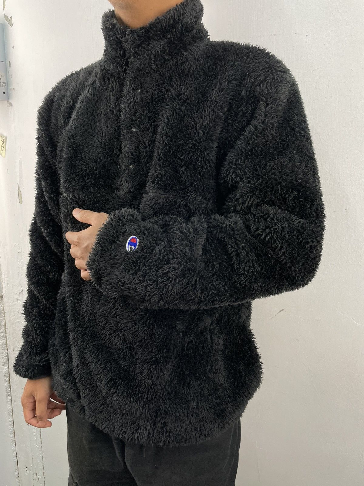 Vintage Champion Snap Button T Mohair Fleece Sweater Jacket