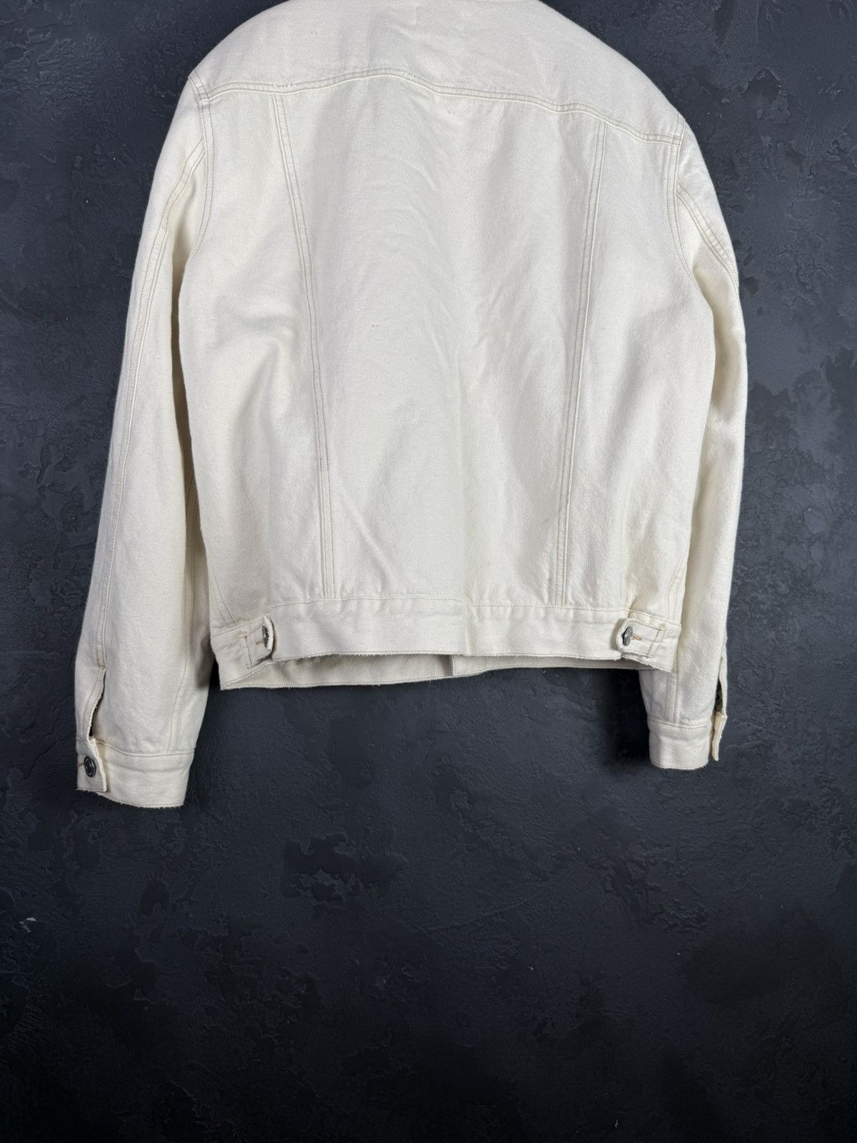 Allsaints AllSaints Mens Cream Cotton Sherpa Lined Denim Jacket Size US L / EU 52-54 / 3 - 8 Thumbnail