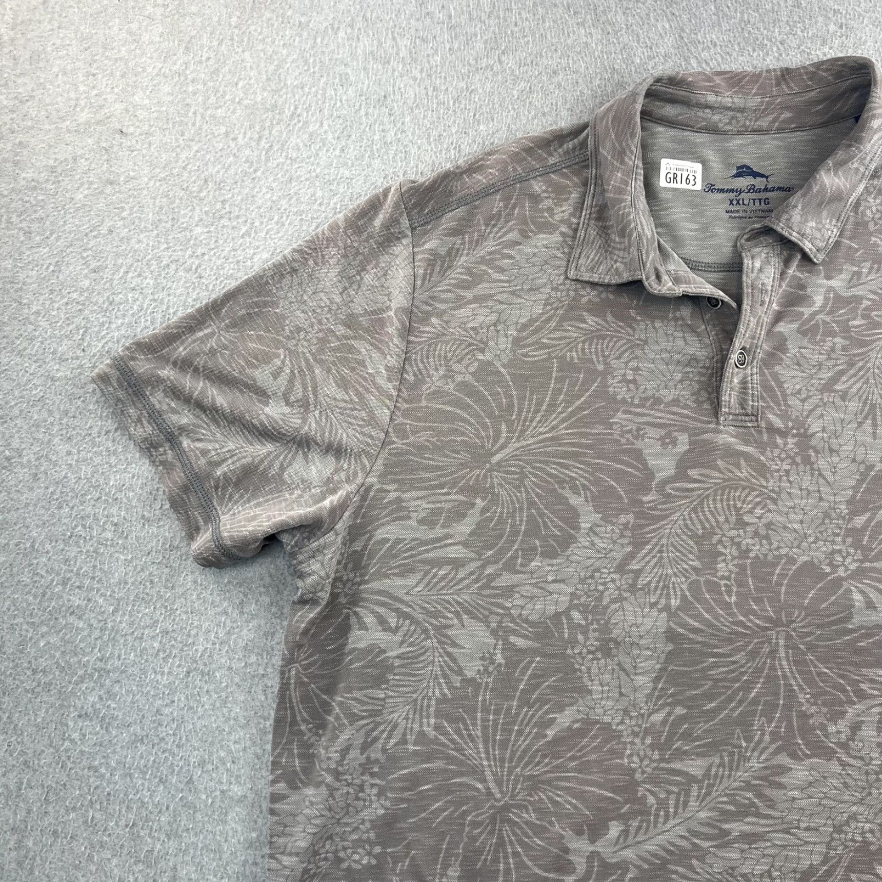 Tommy Bahama VINTAGE Tommy Bahama Polo Shirt Mens 2XL Gray Floral Tropical Knit Casual Golf Adult Size US XXL / EU 58 / 5 - 6 Thumbnail