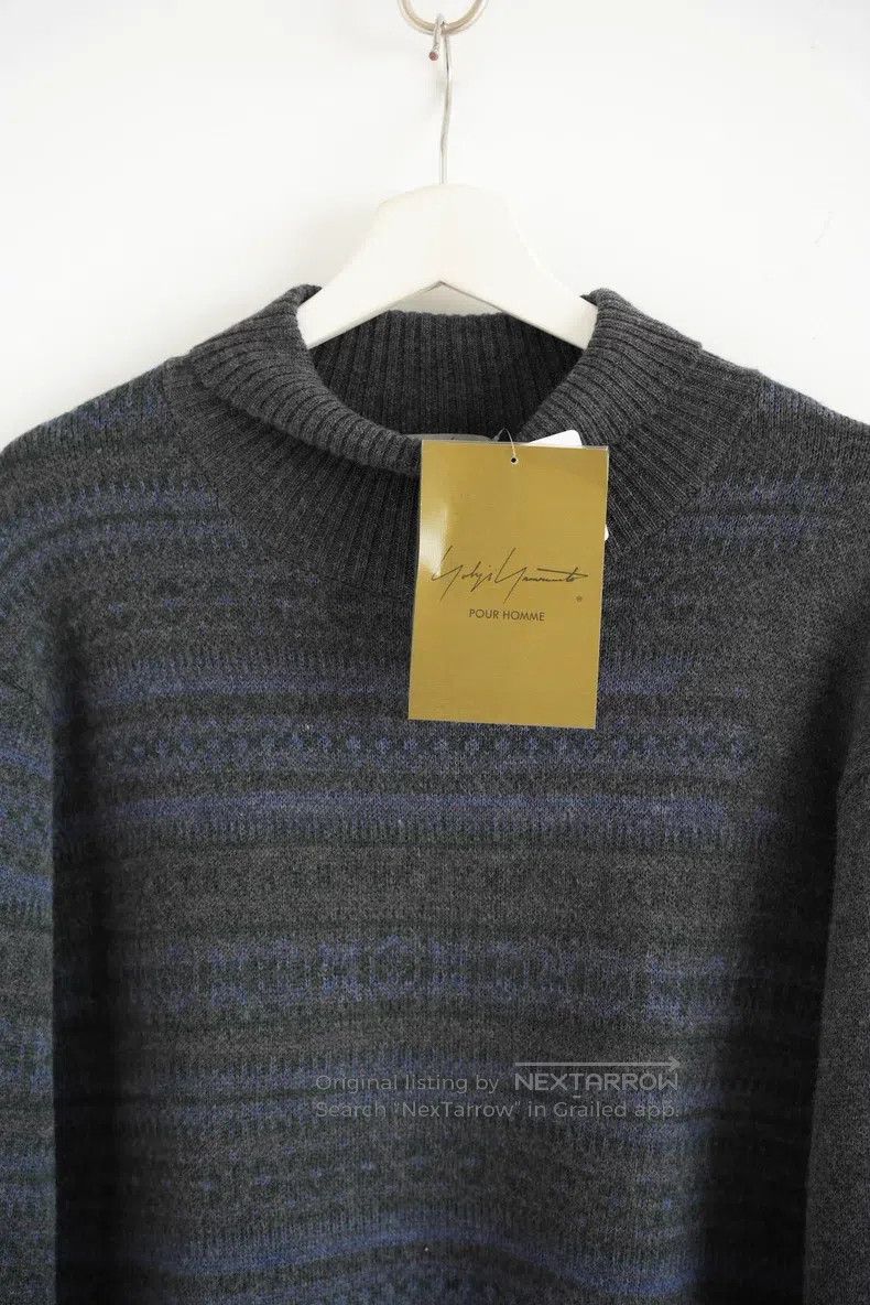 Yohji Yamamoto YOHJI YAMAMOTO Blue and Purple Striped High-Neck Sweater Size US L / EU 52-54 / 3 - 3 Thumbnail