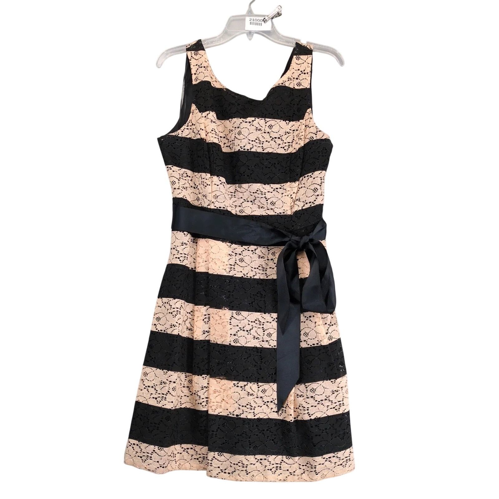 Other Robbie Bee Striped Black & Peach Lace Fit & Flare Dress 14 Size XL / US 12-14 / IT 48-50 - 1 Thumbnail