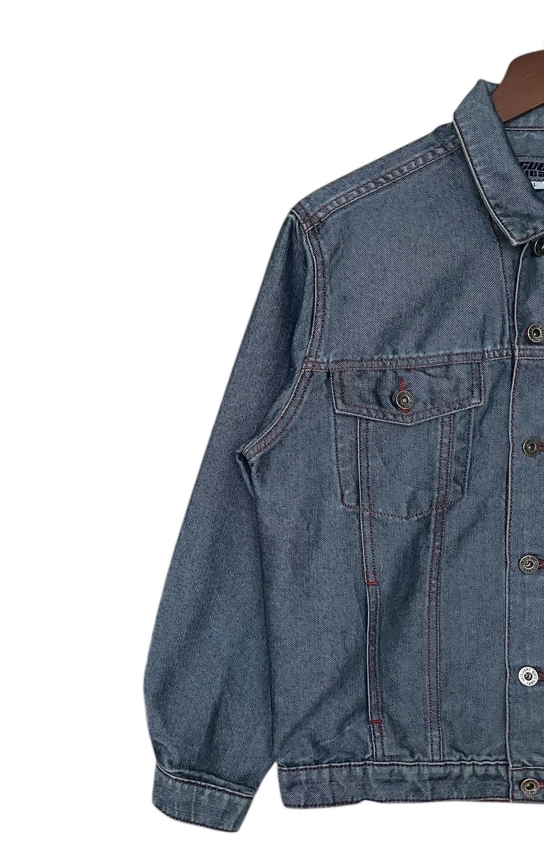 Guess × Vintage Vintage Brand Guess Made In Usa Waxed Denim Jacket 1990s Size US L / EU 52-54 / 3 - 3 Thumbnail