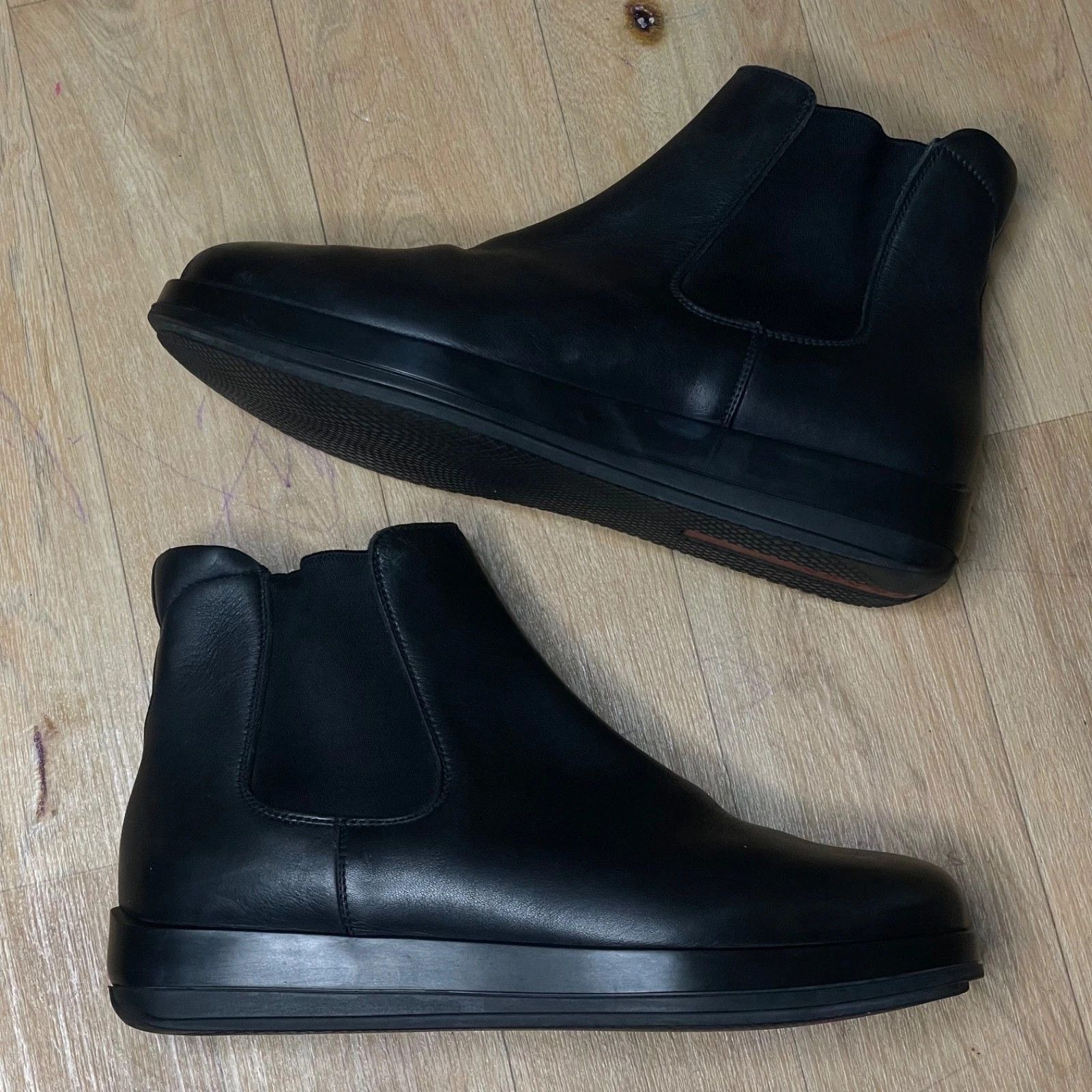 Prada Prada Men’s Black Leather Chelsea Ankle Boots Slip-On Size US 9.5 / EU 42-43 - 3 Thumbnail