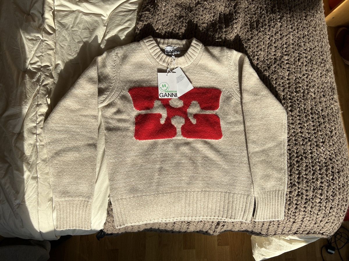 Ganni Ganni Beige Jacquard Sweater Size XS / US 0-2 / IT 36-38 - 1 Thumbnail