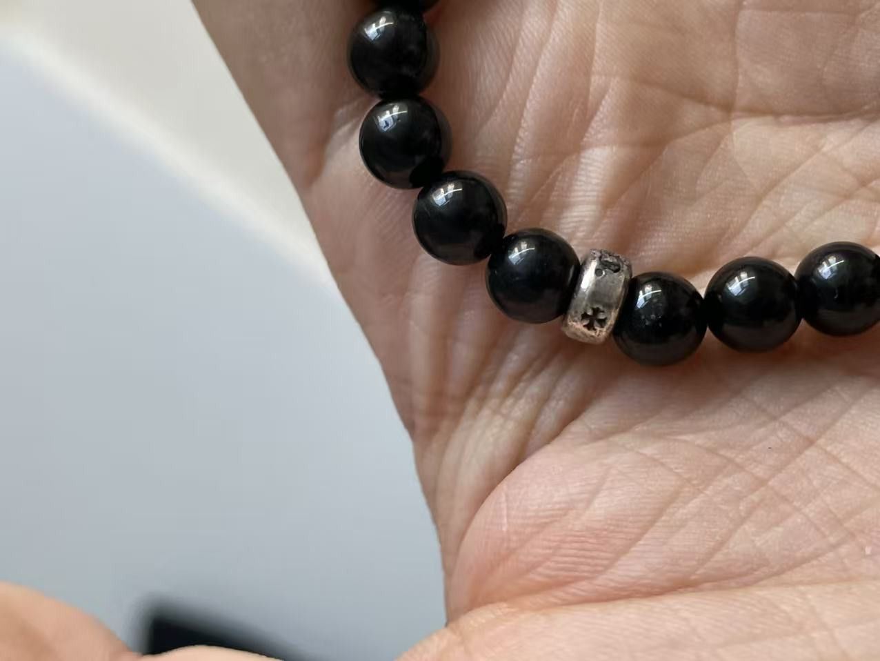 Chrome Hearts Chrome Hearts 6mm Obsidian Silver Vine Heart Beaded Bracelet Size ONE SIZE - 11 Thumbnail