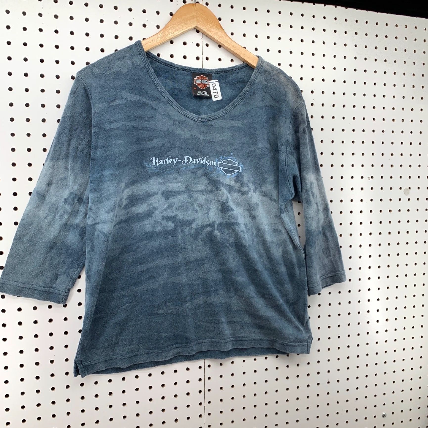Harley Davidson VINTAGE Harley-Davidson XL Womens Top Blue Acid Wash Long Sleeve USA 21x24 Size XL / US 12-14 / IT 48-50 - 3 Thumbnail