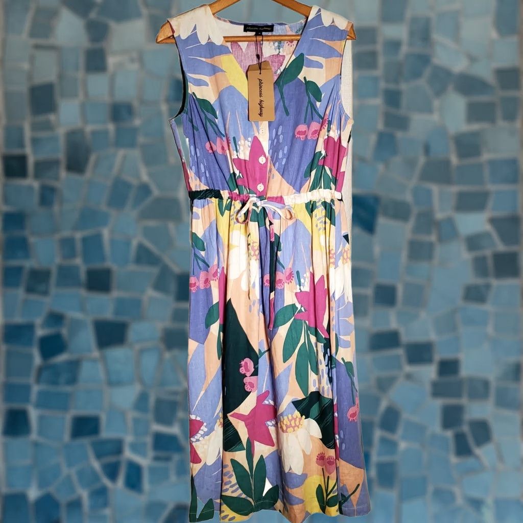 Vintage Princess Highway Floral Linen Blend Dress PGFQ384 Women's Size 12 NWT Size XL / US 12-14 / IT 48-50 - 1 Thumbnail