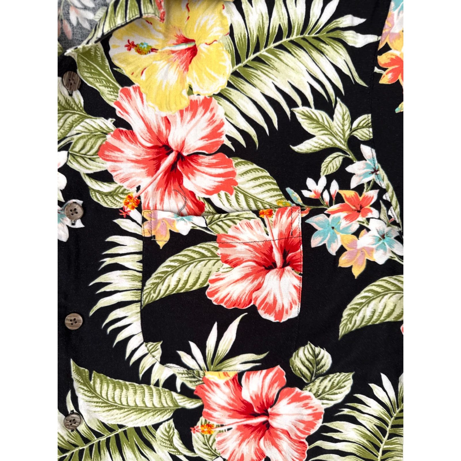 George George Hawaiian Shirt Mens M Black Floral Palm Leaf Button-Up Size US M / EU 48-50 / 2 - 6 Thumbnail