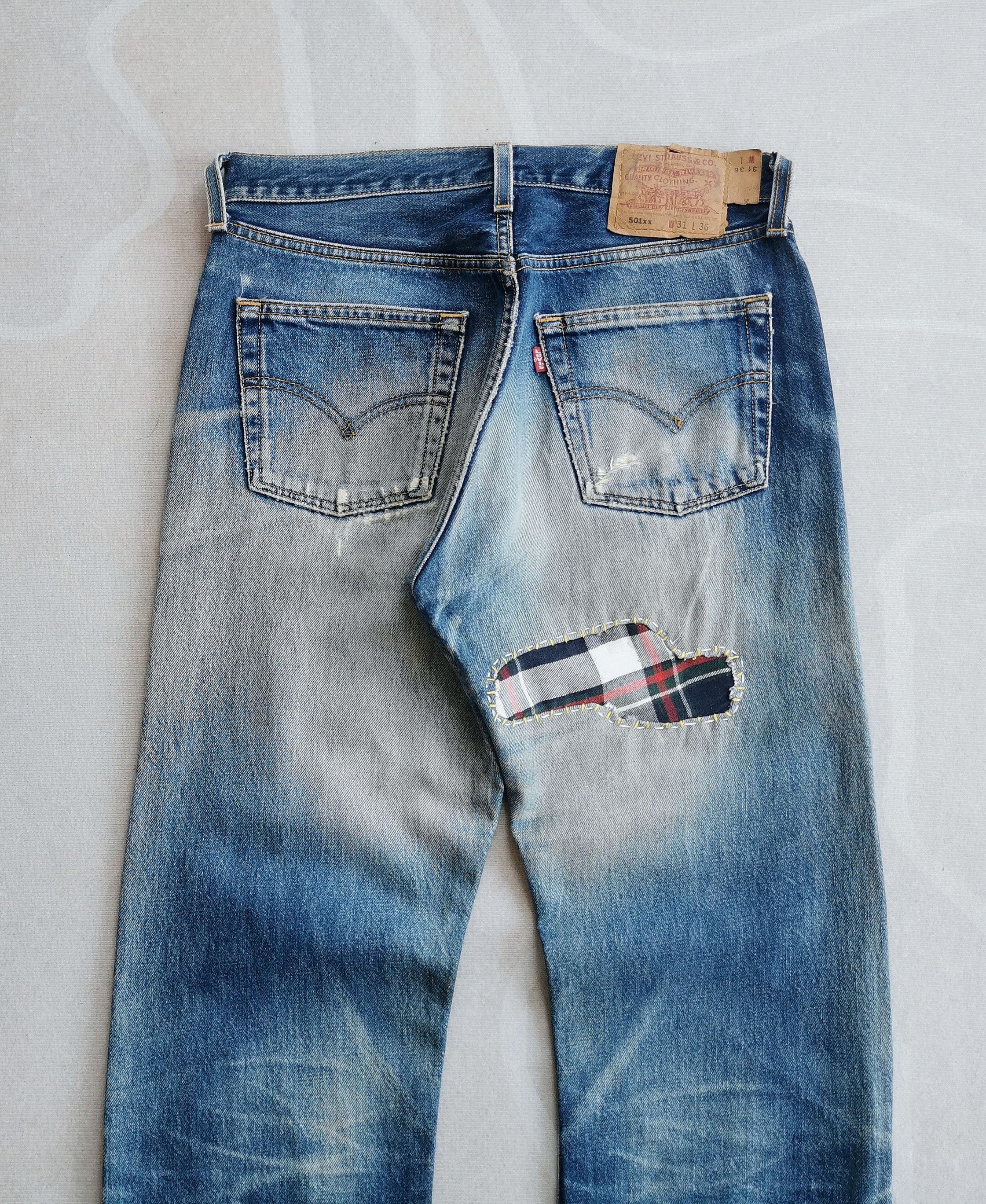 Nirvana Levis 501 Patchwork Sashiko Inspire Kurt Cobain Size US 30 / EU 46 - 9 Thumbnail
