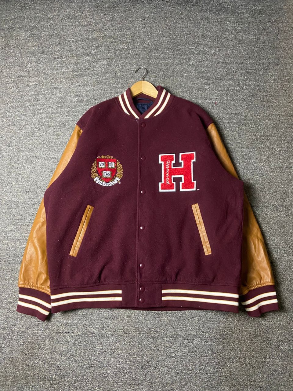 GU GU Harvard University Synthetic Leather Varsity Jacket (176) Size US XL / EU 56 / 4 - 1 Thumbnail
