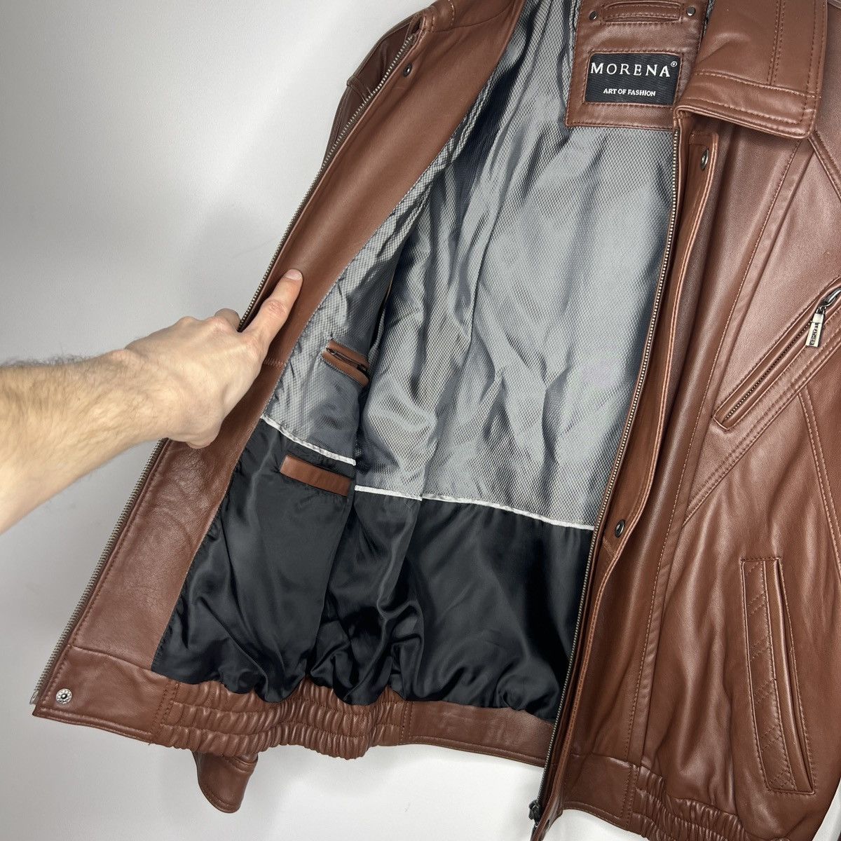 Leather × Vintage Vintage Brown Leather Motor Biker Jacket Trucker Genuine Size US M / EU 48-50 / 2 - 12 Thumbnail