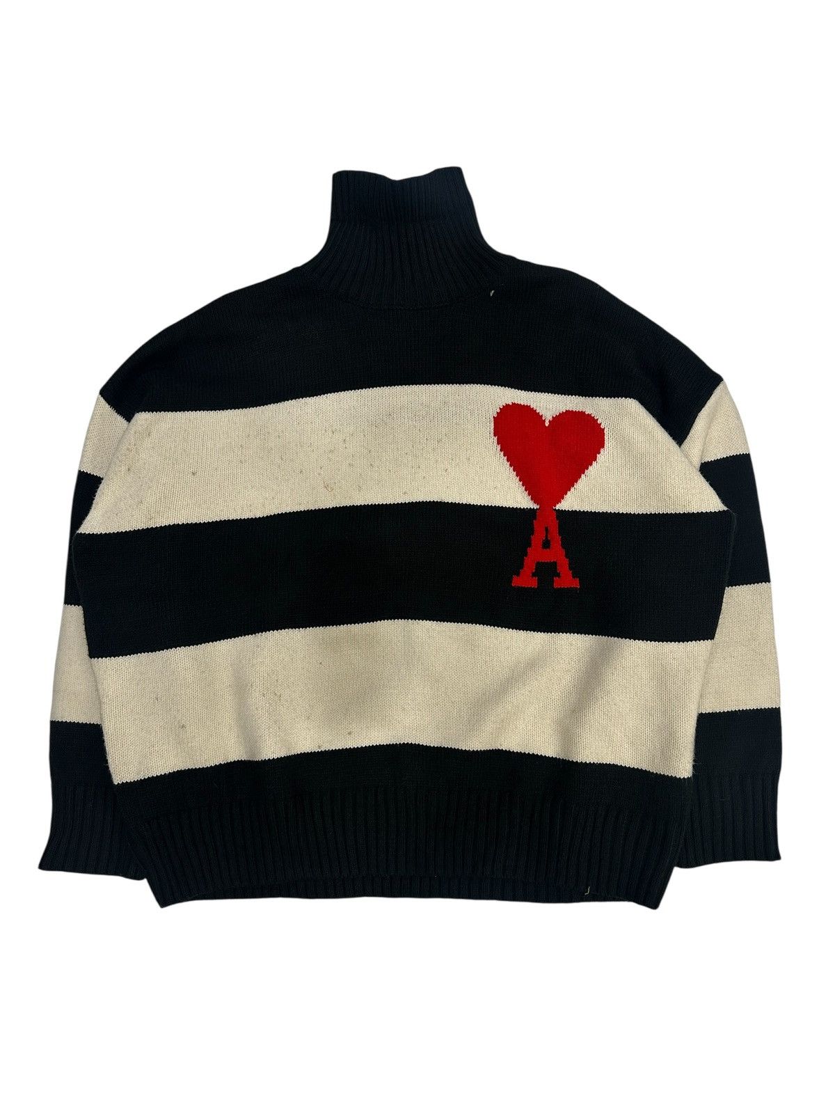 AMI Turtleneck Big Stripped Ami Alexandre Maftiussi Heart Knit Size US L / EU 52-54 / 3 - 3 Thumbnail