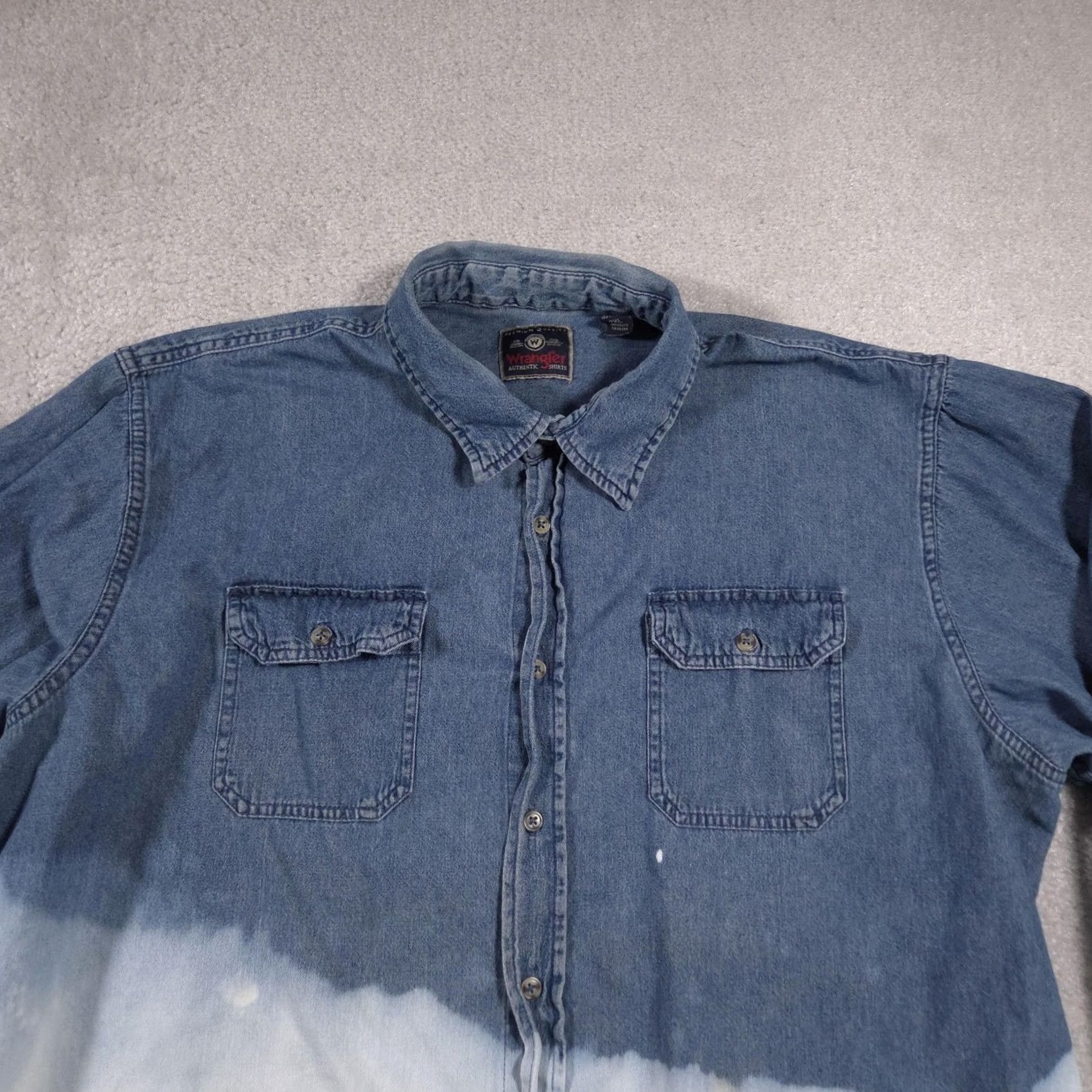 Wrangler Wrangler Shirt Mens 2XL Blue White Dip Dye Denim Western Button Down Long Sleeve Shirt Women?Oops Size US XXL / EU 58 / 5 - 3 Thumbnail