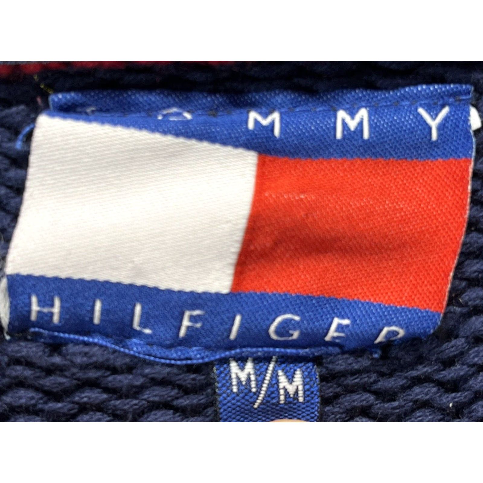 Tommy Hilfiger VINTAGE Tommy Hilfiger Sweater Men M Blue Striped Chunky-Knit Oversized Pullover 90s Mens Size US M / EU 48-50 / 2 - 5 Thumbnail