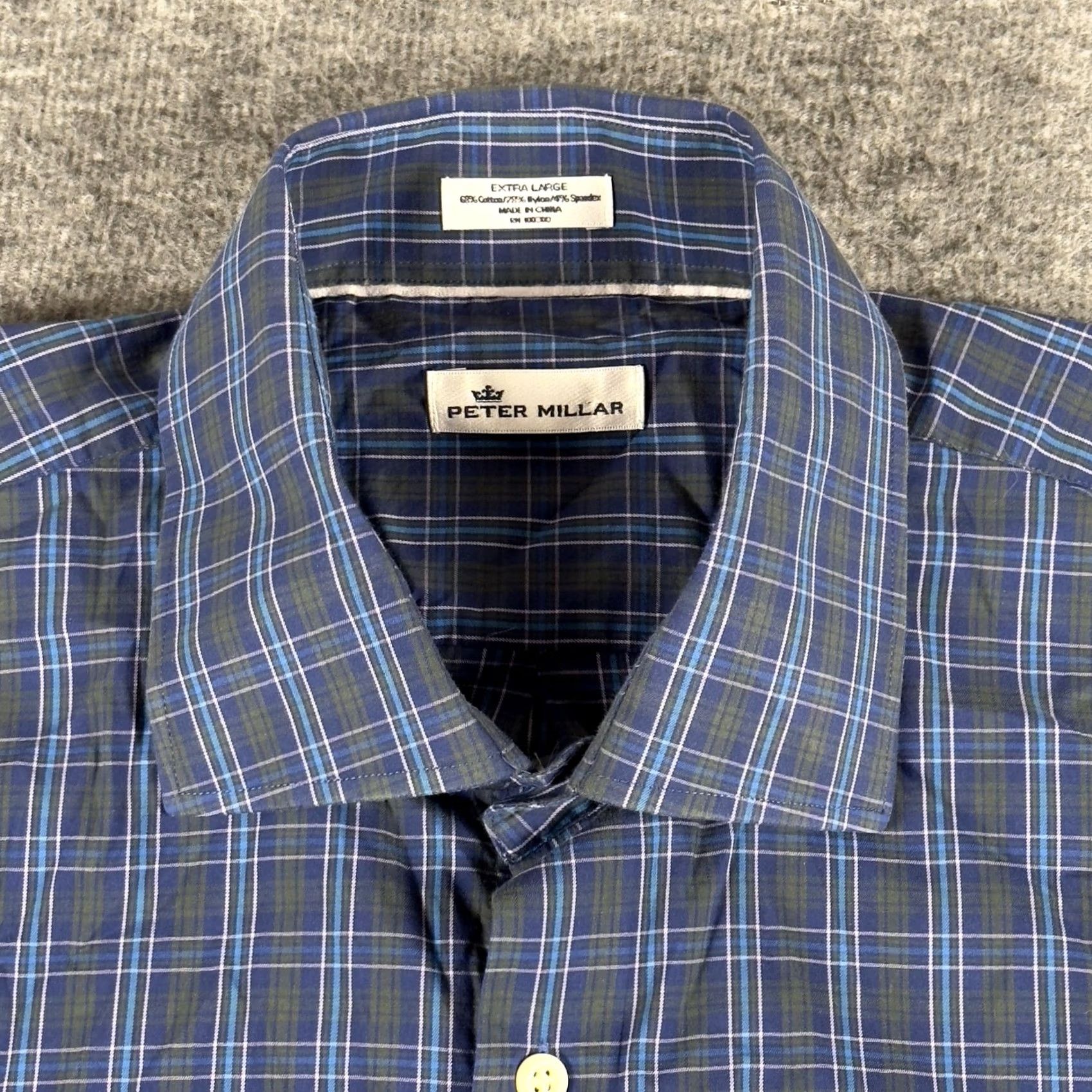 Peter Millar Peter Millar Shirt Mens XL Blue Green Plaid Long Sleeve Button Down Stretch Size US XL / EU 56 / 4 - 3 Thumbnail