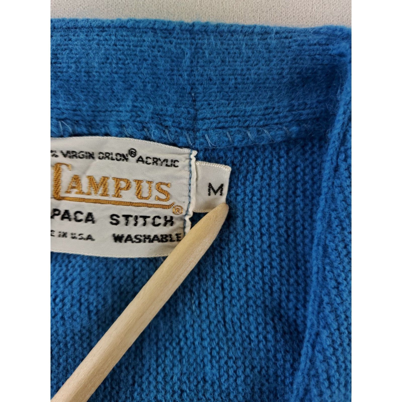 Vintage VINTAGE Campus Cardigan Sweater Knit Alpaca Stitch Blue Rockabilly Mens M Size US M / EU 48-50 / 2 - 3 Thumbnail