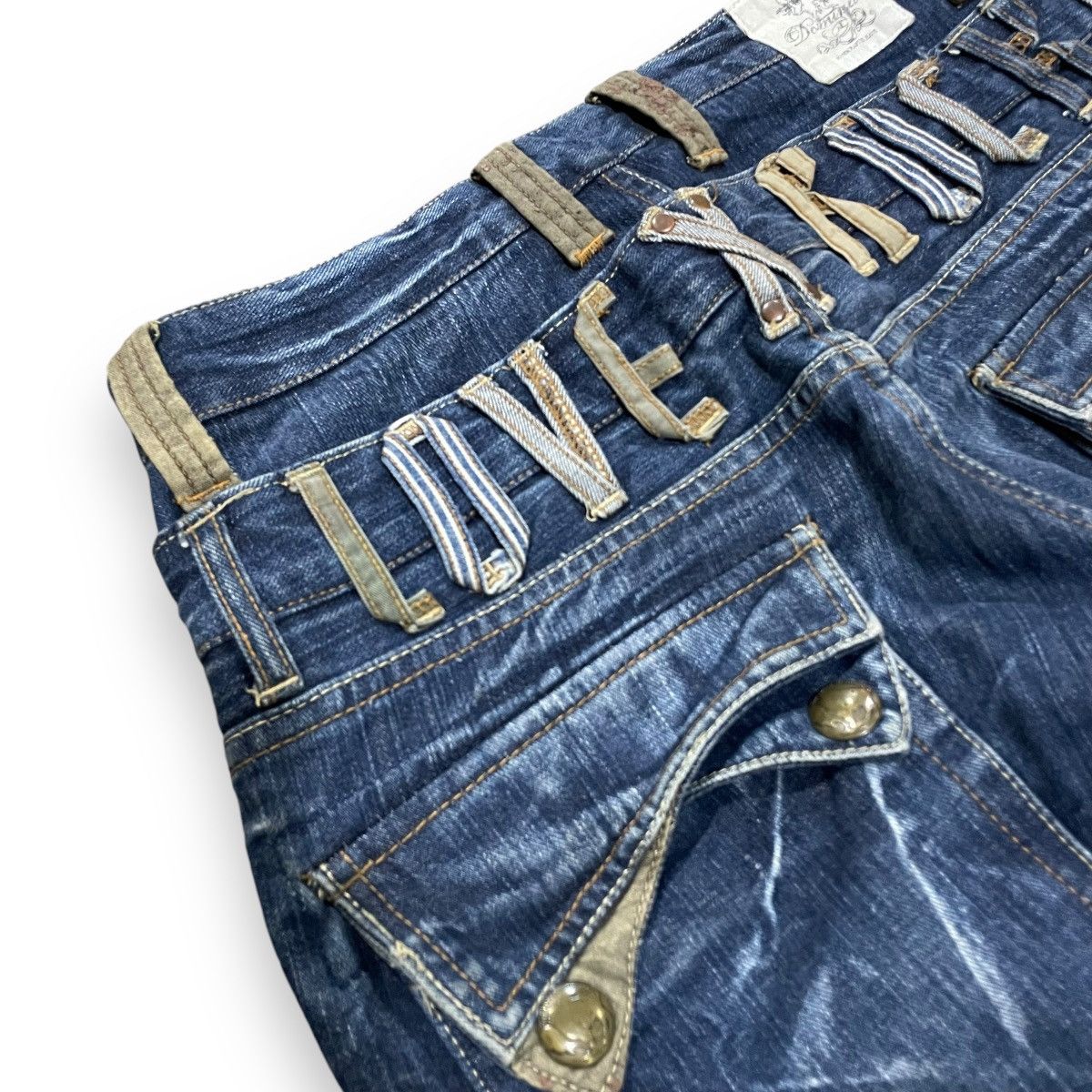 Le Grande Bleu (L.G.B.) DOMINATED HANDCRAFTED LOVEROCK DOUBLE WAIST SPIRAL CUT JEANS Size US 30 / EU 46 - 16 Thumbnail