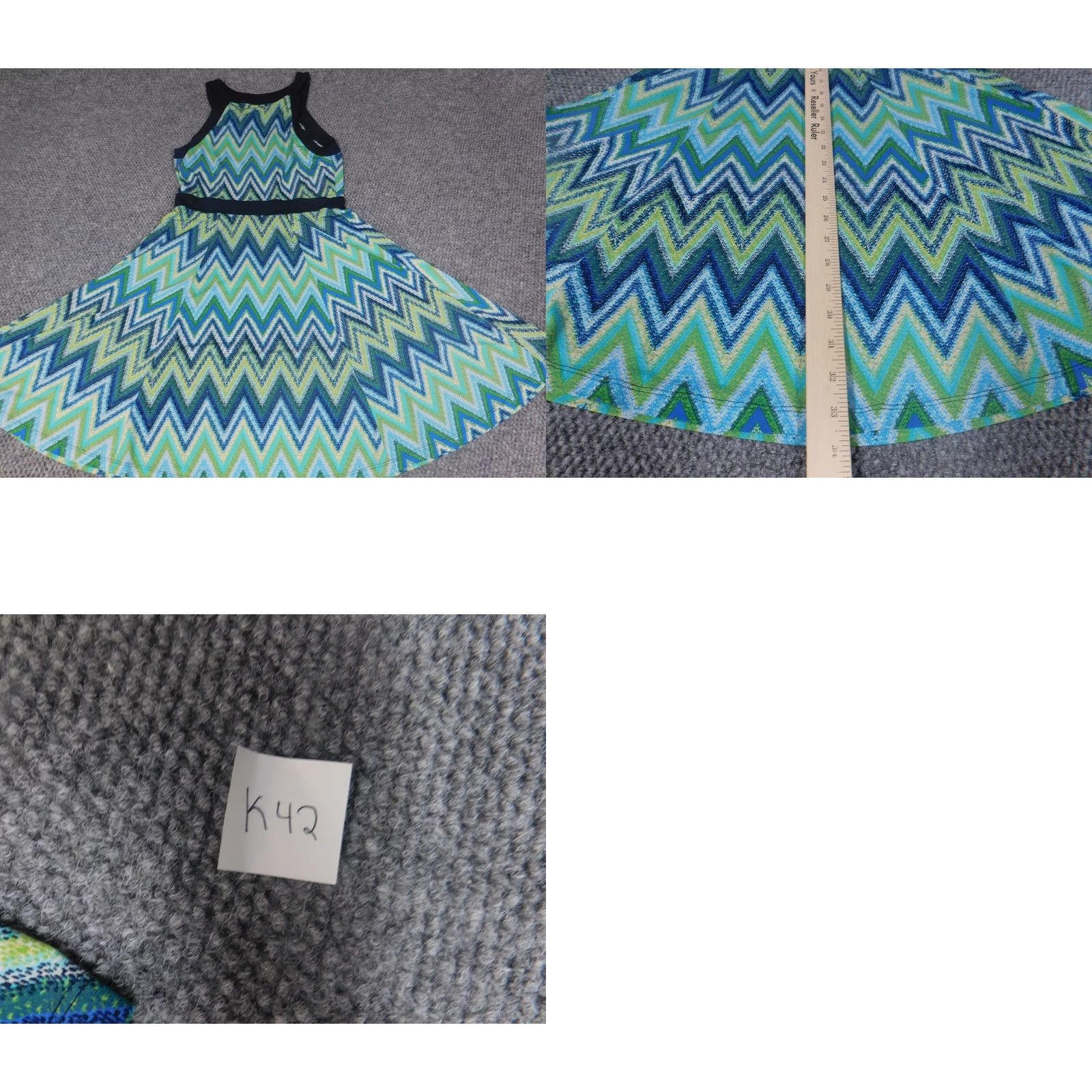 Vintage En Focus Studio Womens Dress A-Line Knee Length Green 5 Sleeveless Round Neck Polyester Rayon Stretch Raglan Sleeve Casual Business Size S / US 4 / IT 40 - 8 Thumbnail