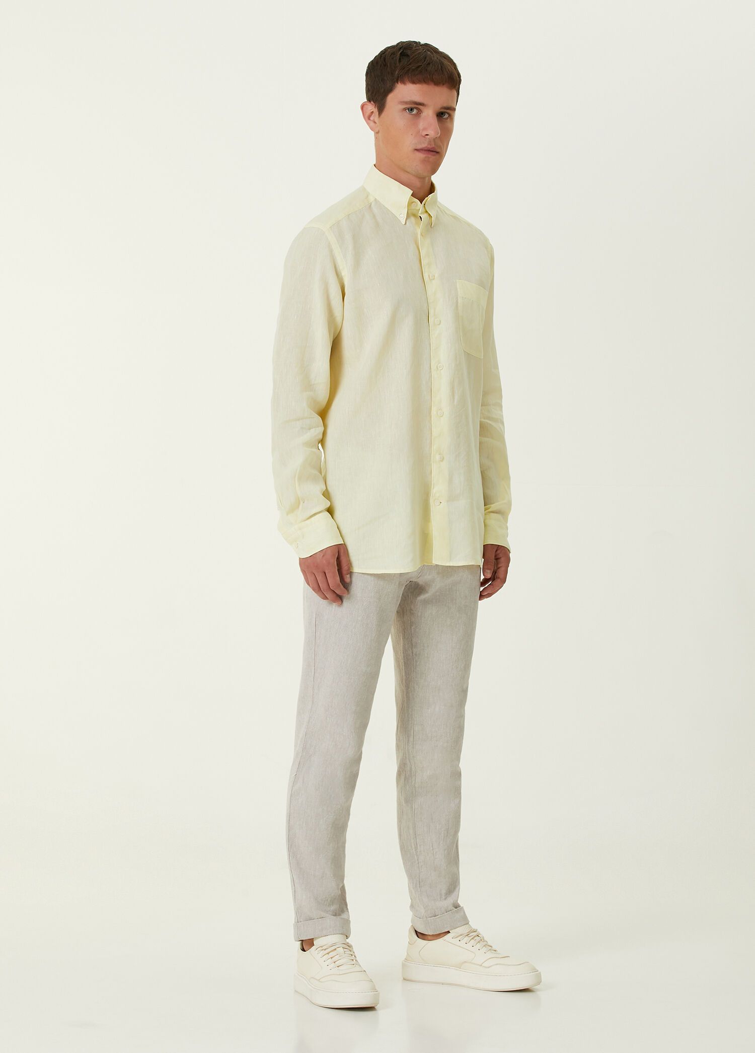 Eton ETON of Sweden contemporary fit yellow linen shirt 42 Large Size US L / EU 52-54 / 3 - 3 Thumbnail