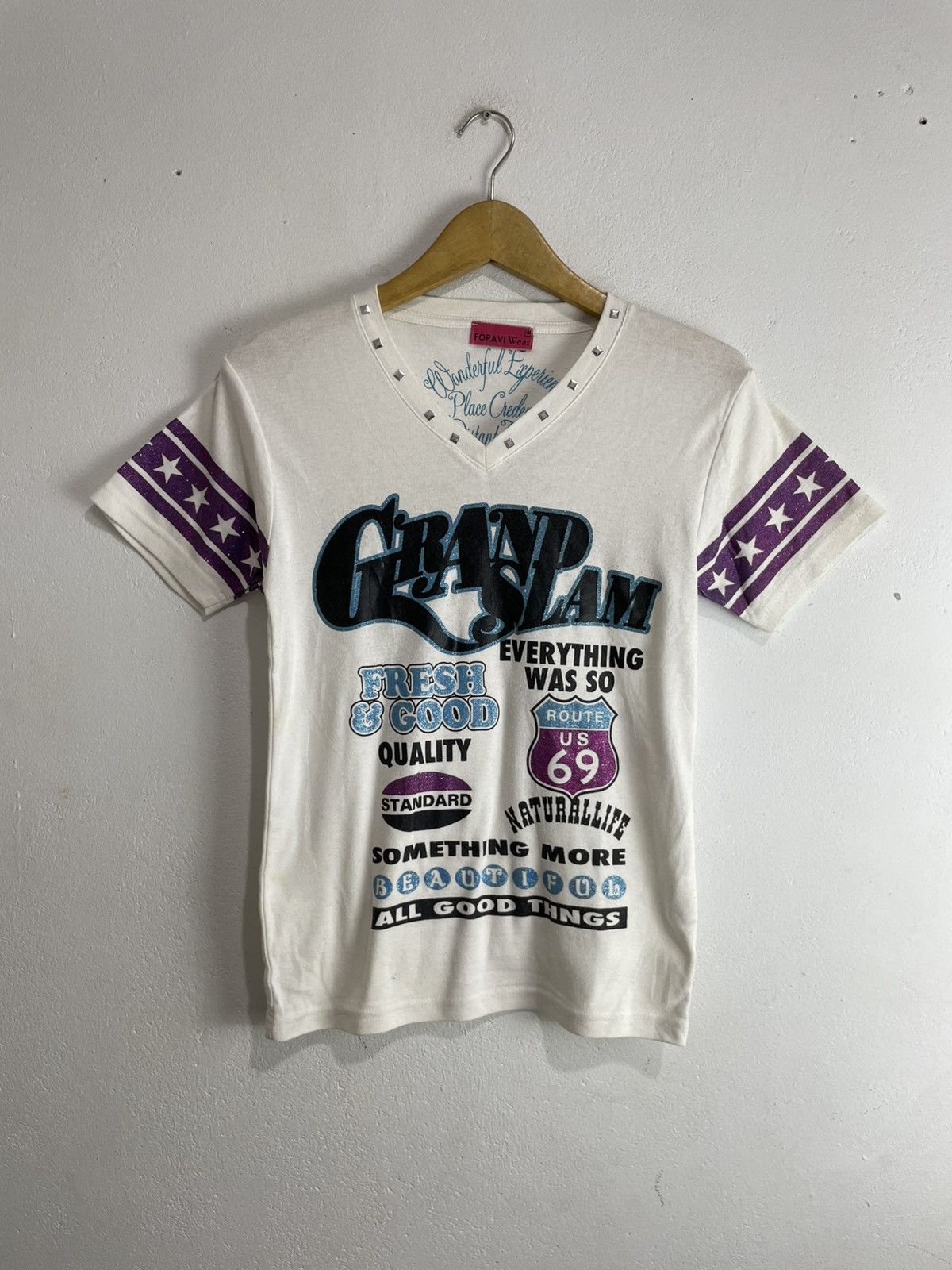 Hysteric Glamour Foraviwear Japan Poem Studded Vneck Tee y2k Size M / US 6-8 / IT 42-44 - 1 Thumbnail
