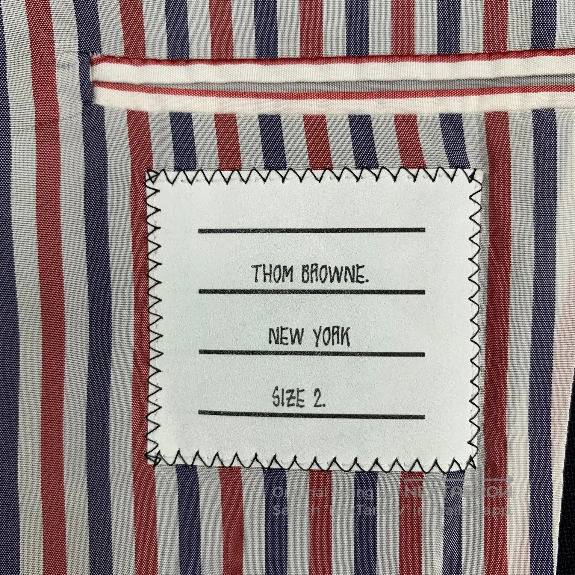 Thom Browne Thom Browne Dark blue classic four-stripe wool collar sing Size US M / EU 48-50 / 2 - 5 Thumbnail