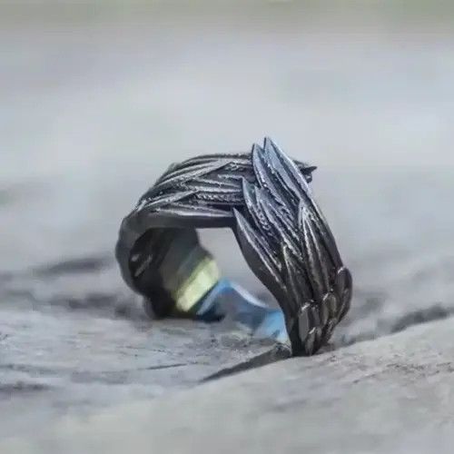Jewelry × Ring Of Fire Vintage Unique Mens Feathers Ring Size ONE SIZE - 2 Thumbnail