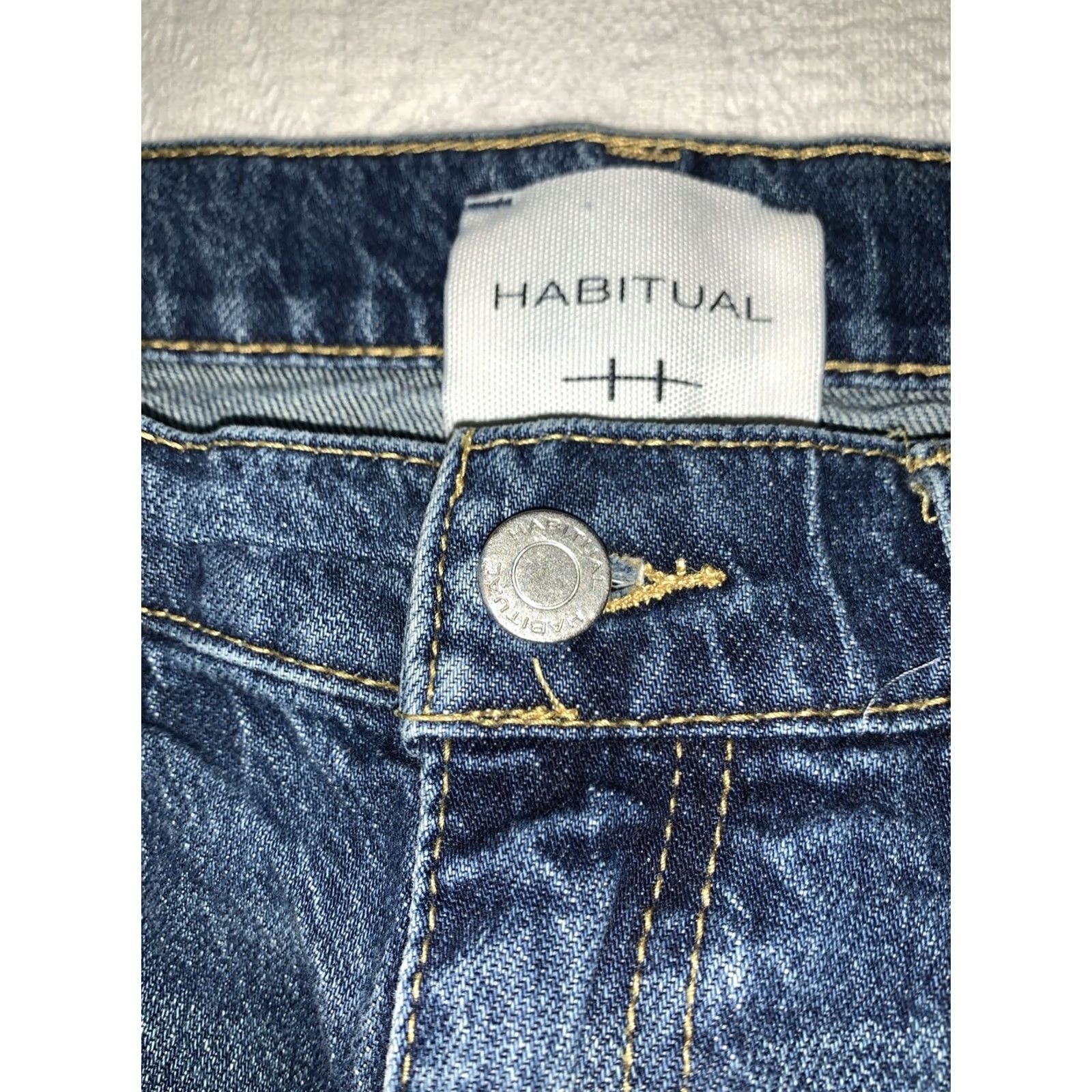 Vintage Habitual Denver High Rise Wide-Leg Jeans, Women, Size 28, Blue Stretch Denim, Raw Hem, Regular Size, Jeans Size 26" / US 2 / IT 38 - 2 Thumbnail