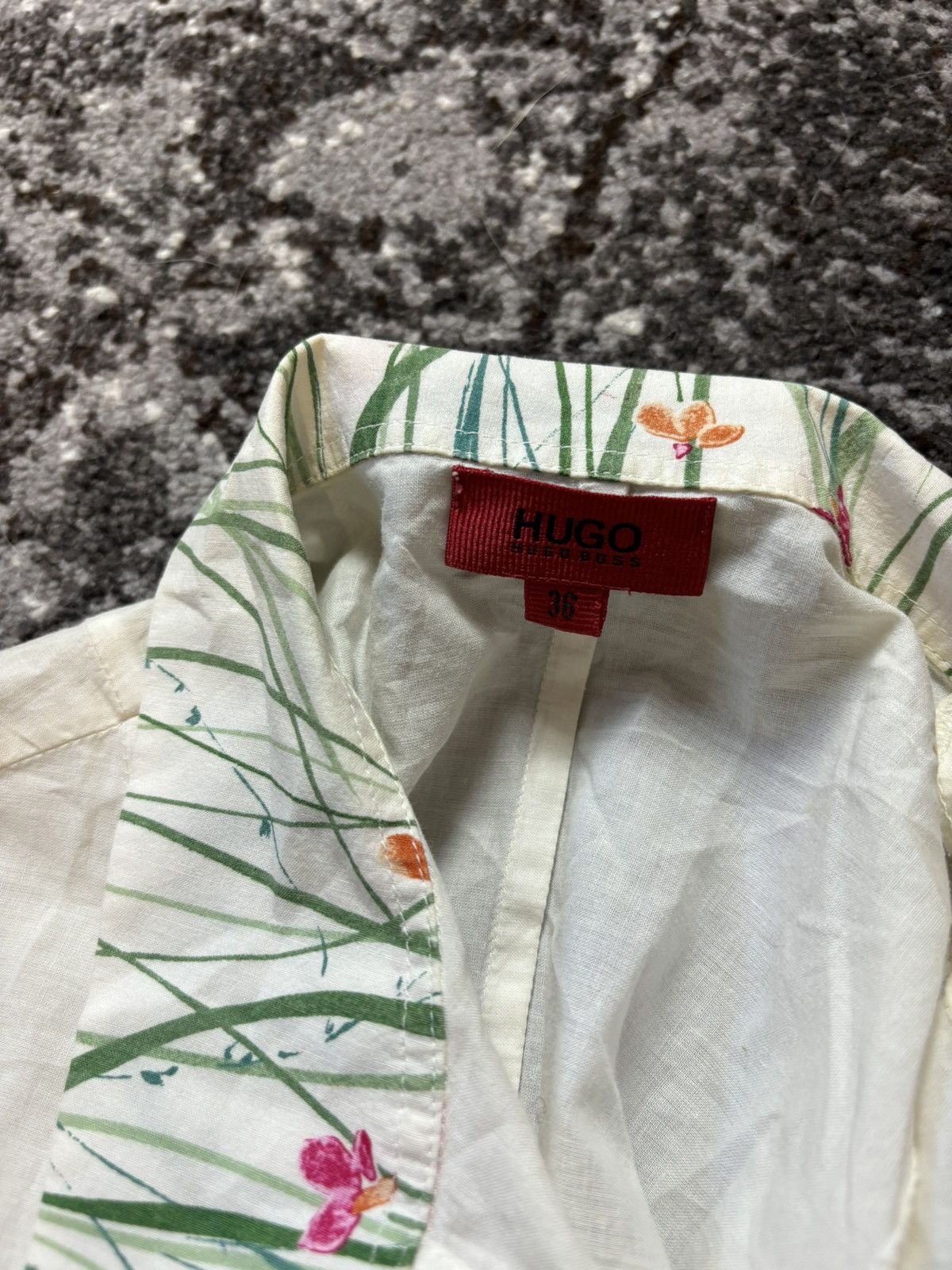 Vintage 90s Hugo Boss painted flowers white blouse