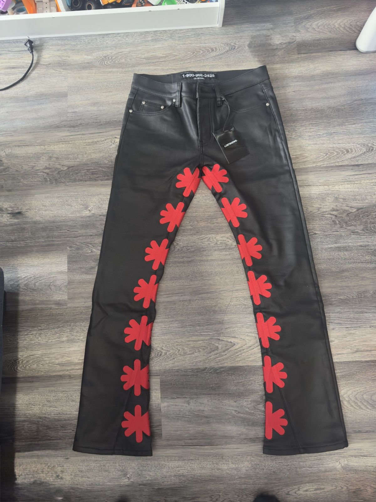 LOSTSHDWS LOSTSHDWS BLACK WAXED PANT SUN LOGO (RED) Size US 30 / EU 46 - 3 Thumbnail