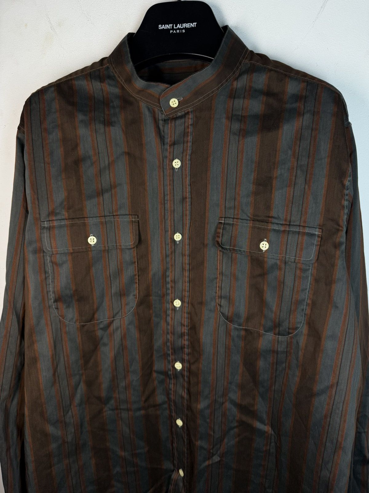 Yves Saint Laurent 90s Brown YSL Shirt Longlseeve France YSL Dress Shirt Size US L / EU 52-54 / 3 - 2 Thumbnail