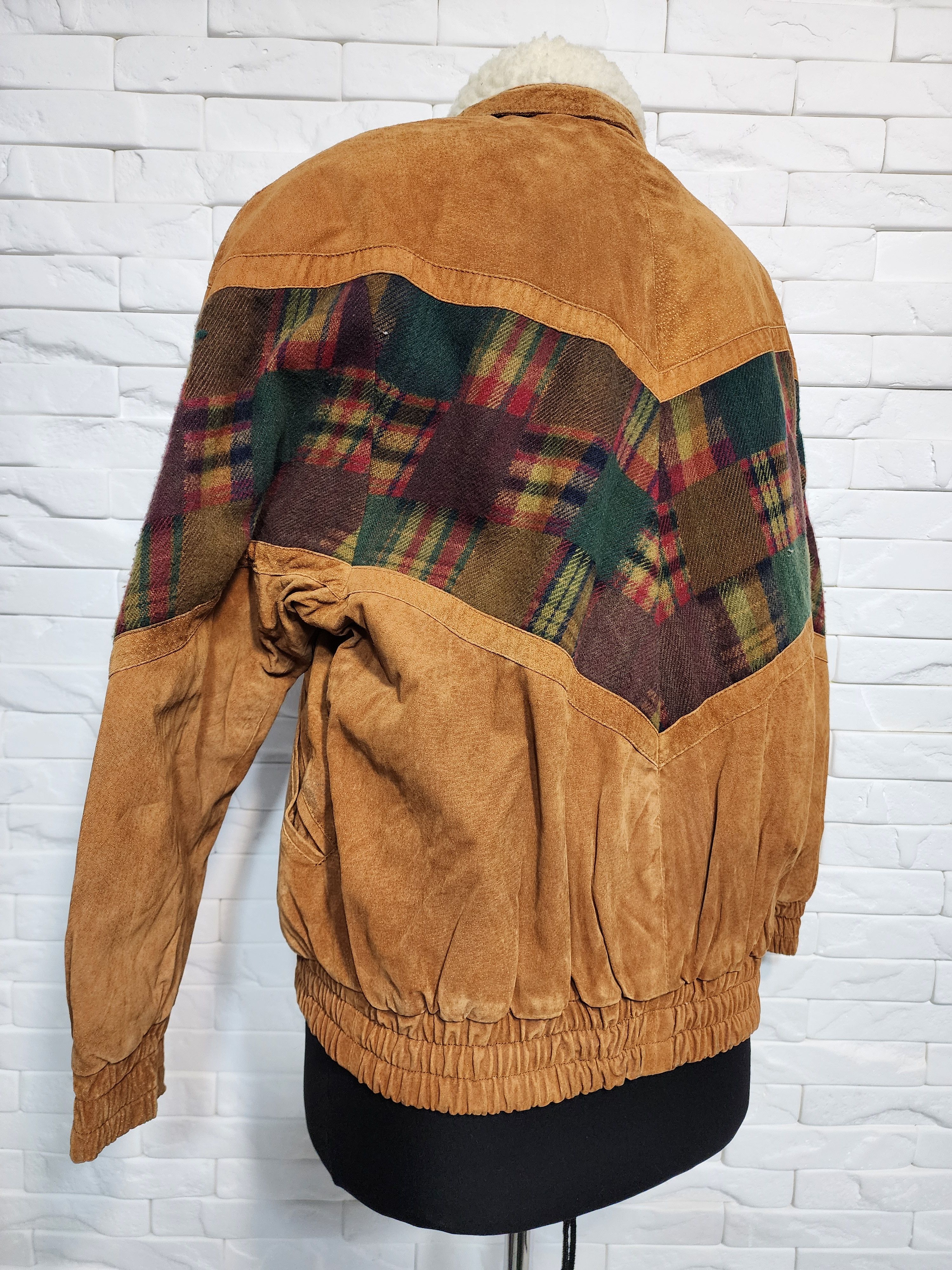 Genuine Leather Men's Brown Suede Bomber Jacket: Zippered Vintage Style Size US L / EU 52-54 / 3 - 6 Thumbnail