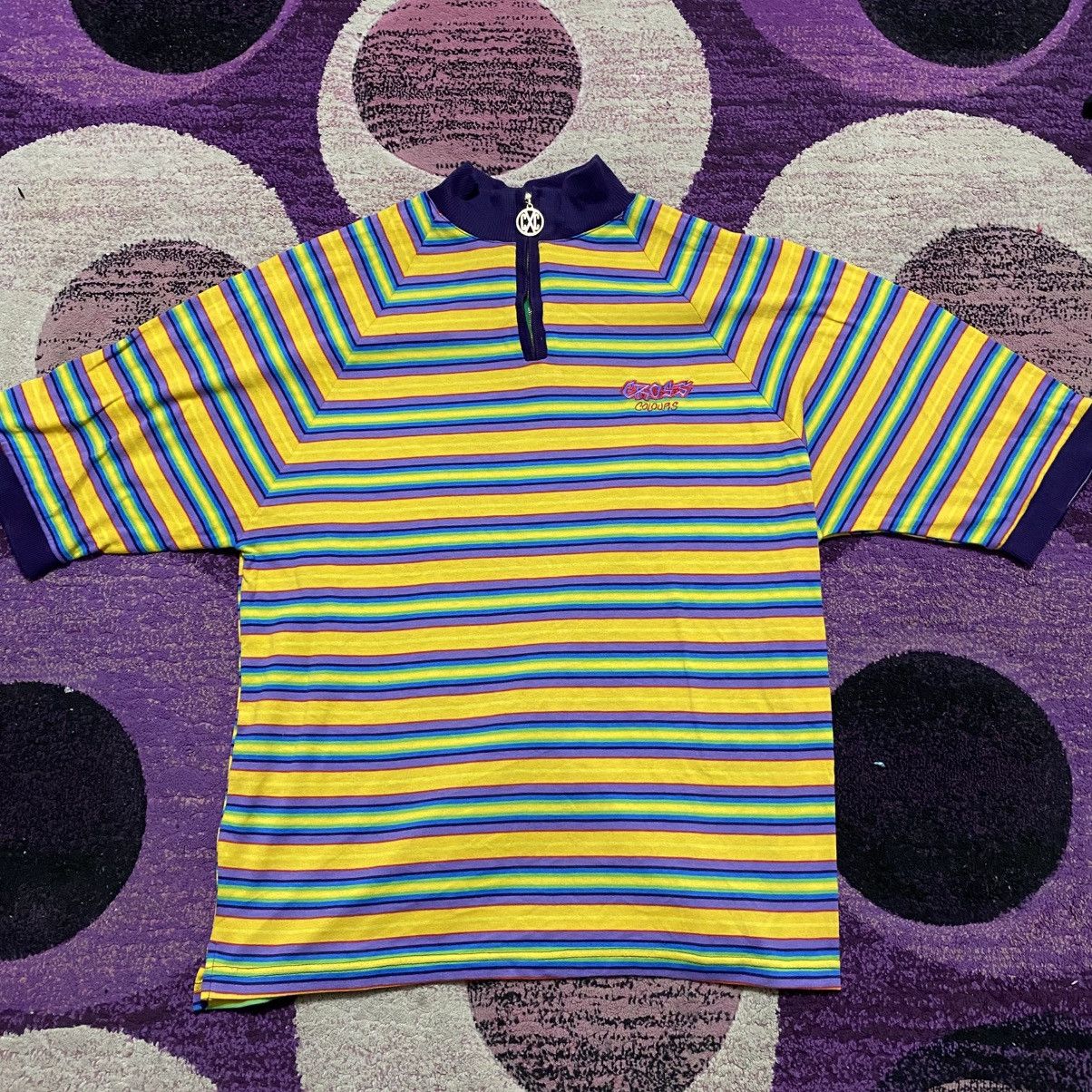 Cross Colours Vintage Cross Colours Stripe Half Zipper Tshirt Size US L / EU 52-54 / 3 - 1 Thumbnail
