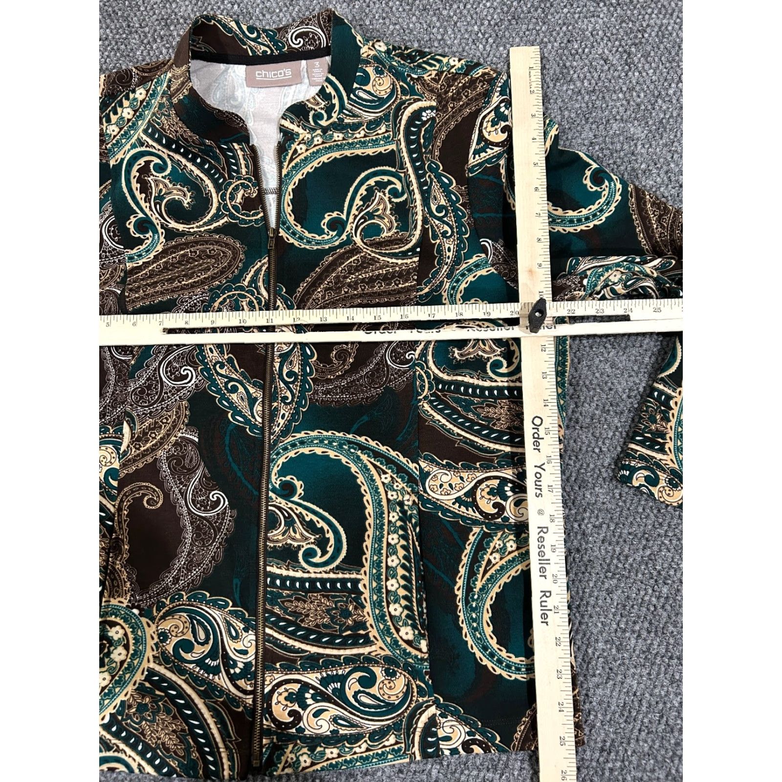 Vintage Chicos Jacket Womens XL Brown Paisley Zip Front Long Sleeve Lightweight All Seasons Geometric Polyester Jacket Coat Mens? Size XL / US 12-14 / IT 48-50 - 4 Thumbnail