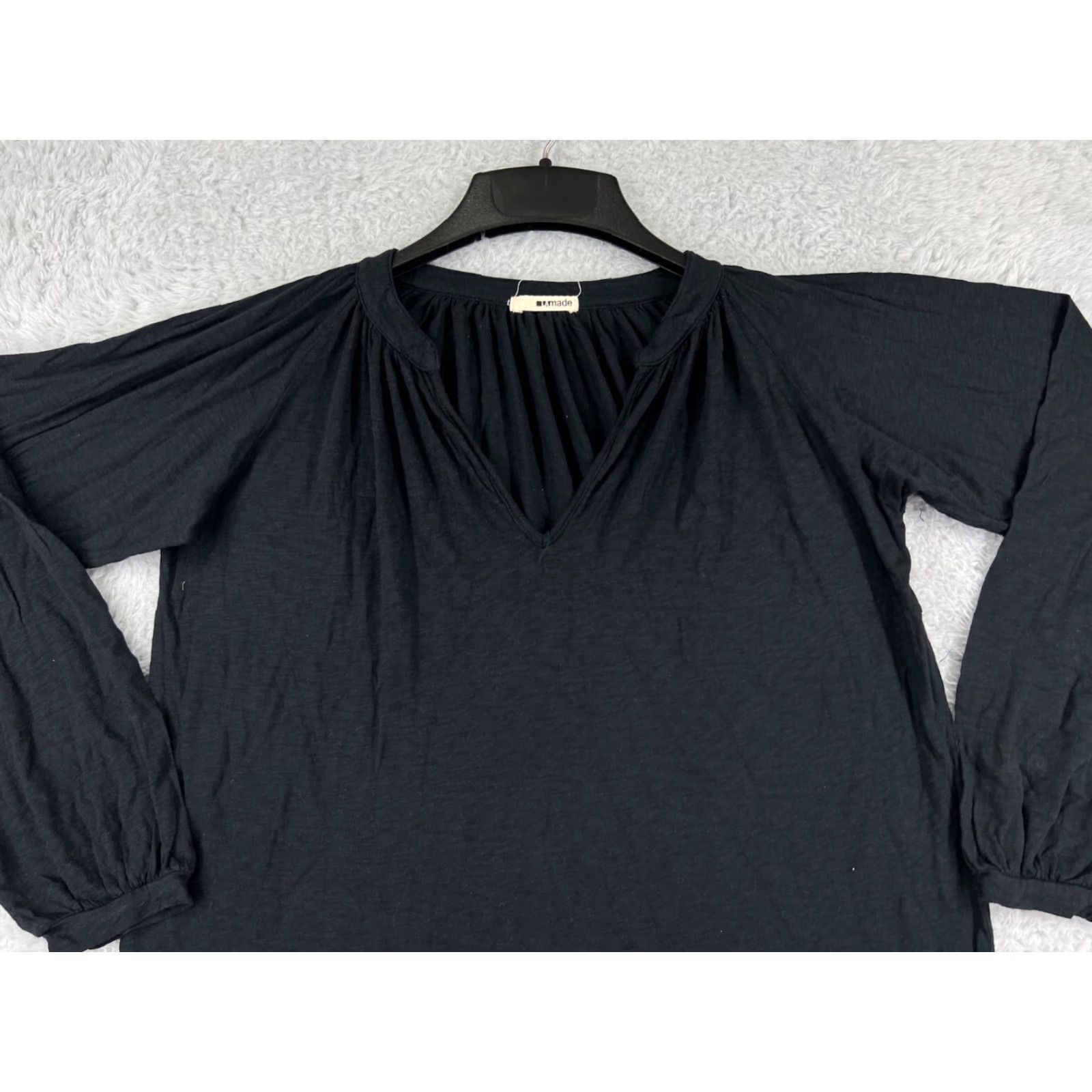 Vintage LA Made Shirt Women Small Black Long Sleeve V-Neck Cotton Blend Jersey T-Shirt Casual Womens Size S / US 4 / IT 40 - 4 Thumbnail