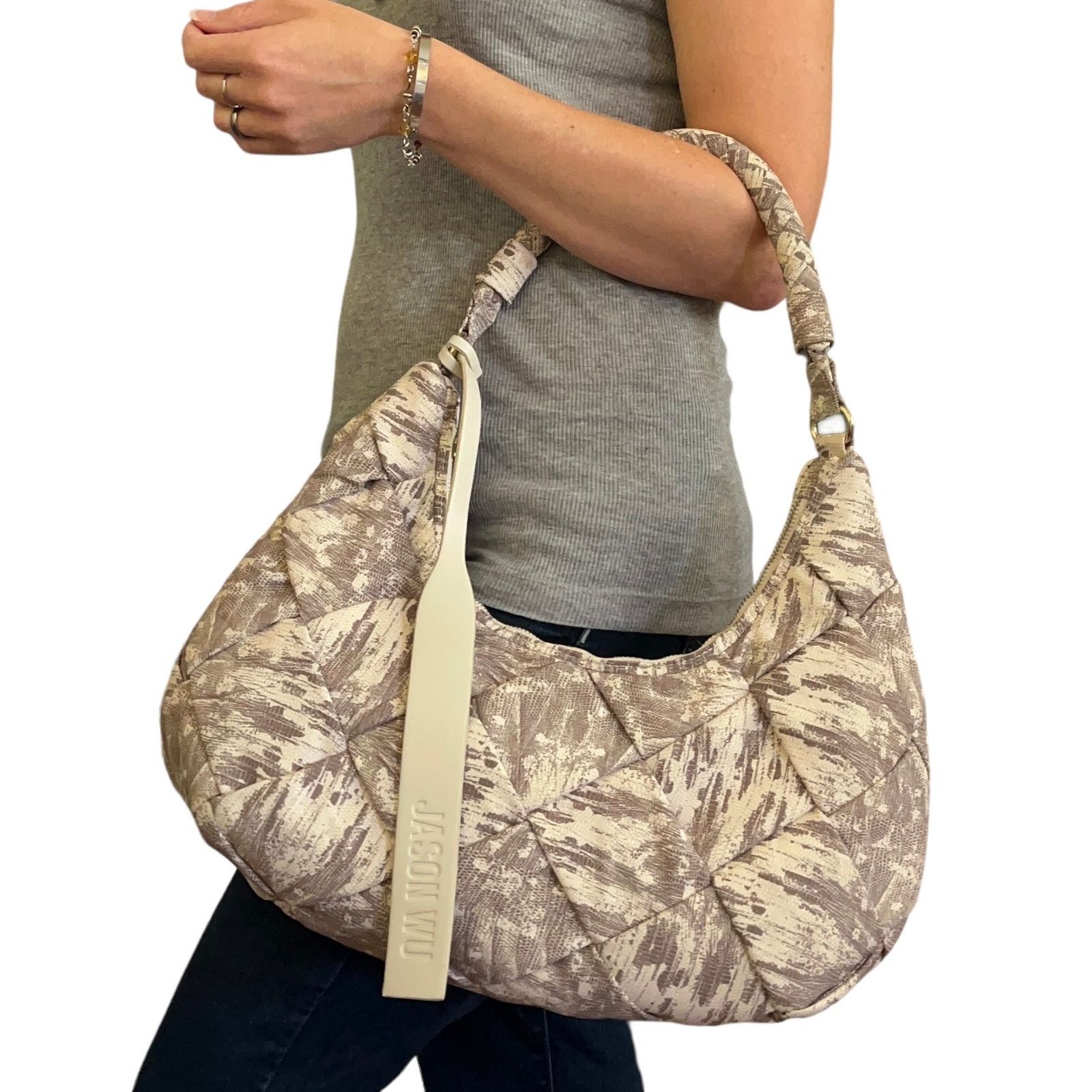 Jason Wu NWOT Jason Wu Dylan Woven Ivory Lizard Print Shoulder Bag Size ONE SIZE - 2 Thumbnail