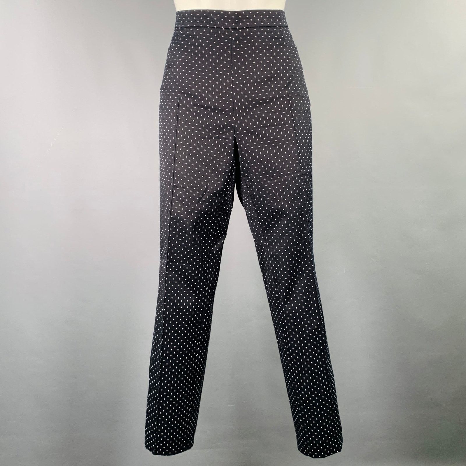 Akris Black White Cotton Blend Dots Side Zipper Casual Pants Size 30" / US 8 / IT 44 - 1 Thumbnail