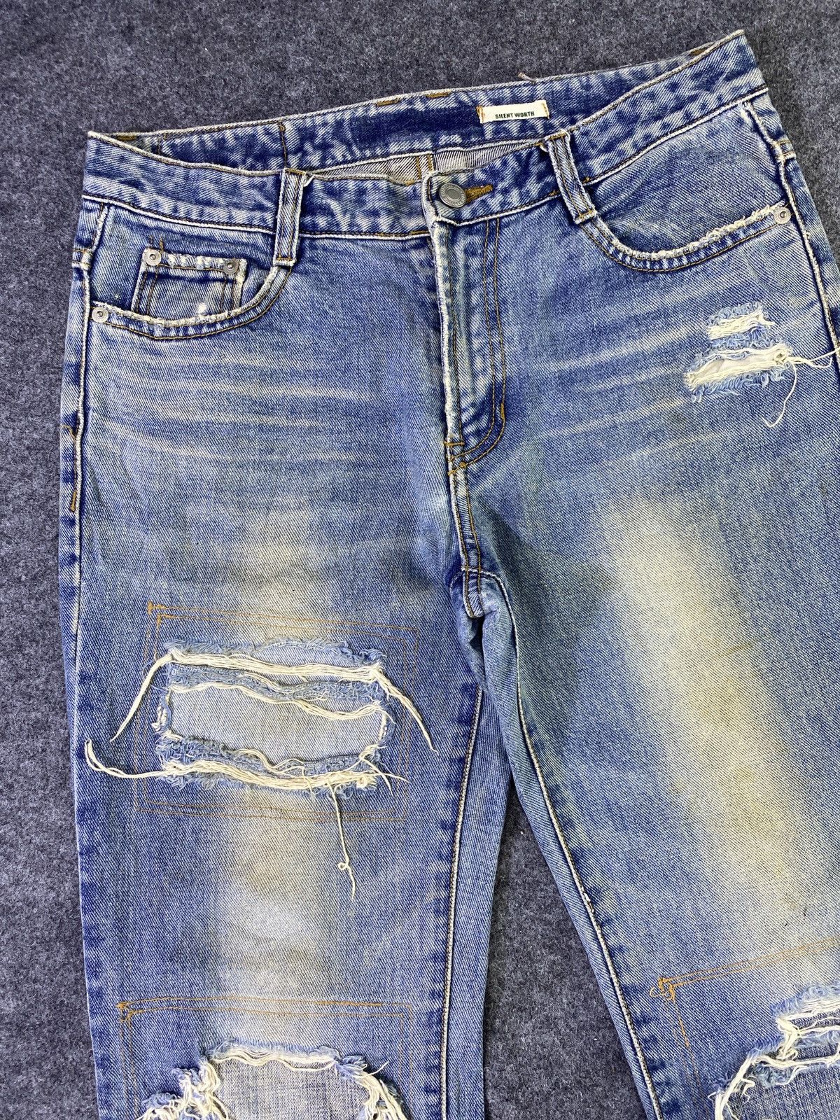 Japanese Brand × Jean Hard Edge Distressed Blue Wash Jeans - J965 Size US 30 / EU 46 - 14 Thumbnail