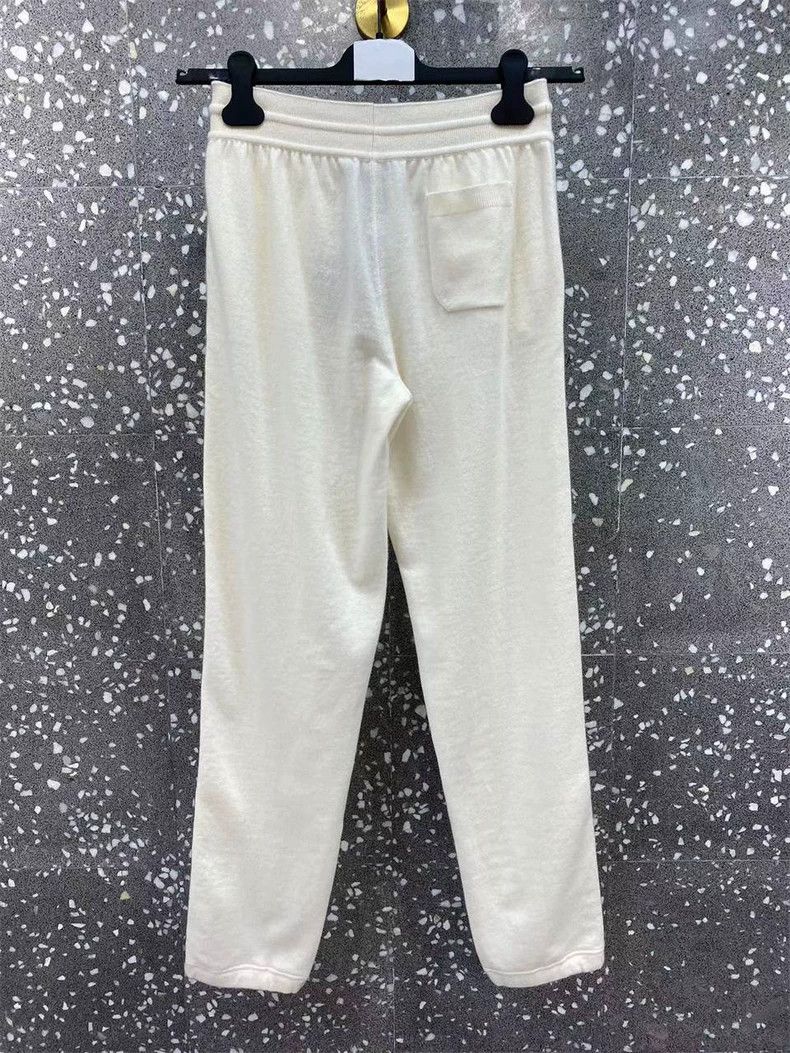 LORO PIANA White cashmere knit casual pants