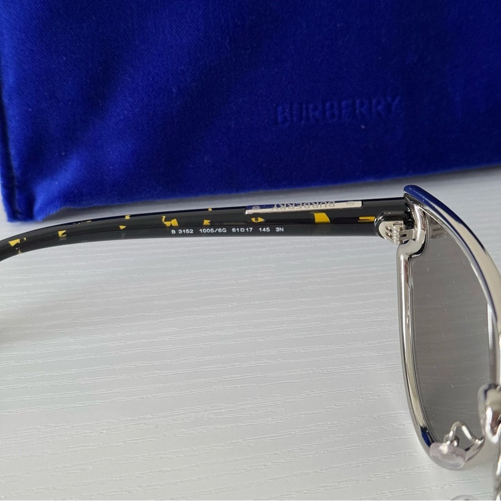 Burberry New Burberry Sunglasses B3152 10056G Silver Mirror Authentic Size ONE SIZE - 14 Thumbnail