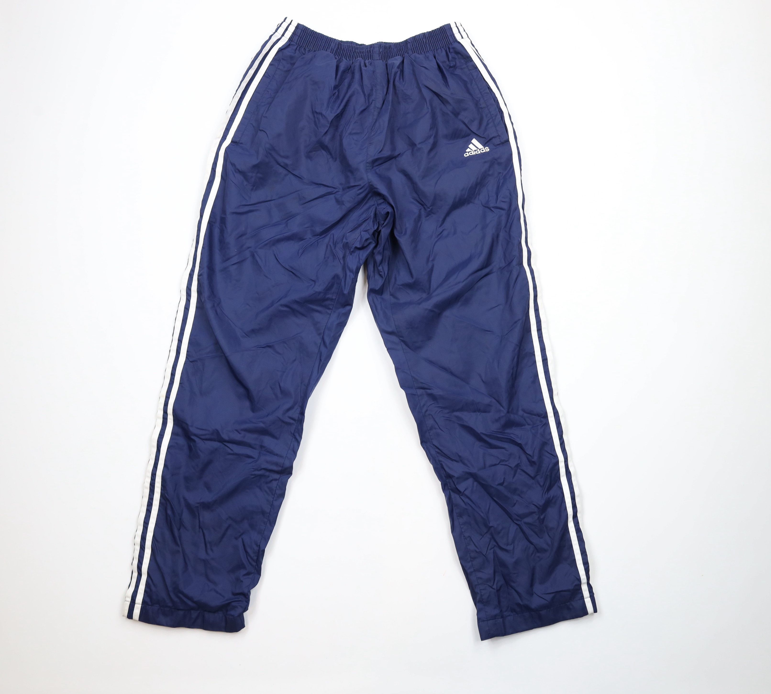 Adidas × Vintage Vintage 90s Adidas Spell Out Lined Tearaway Pants Blue Size US 34 / EU 50 - 1 Thumbnail