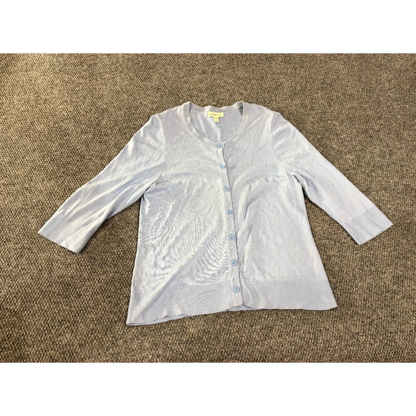 Coldwater Creek Coldwater Creek Cardigan Womens 1X Blue Button Front Knit Sweater Soft Stretch Crew Neck Long Sleeve Casual Knit Size XL / US 12-14 / IT 48-50 - 2 Thumbnail