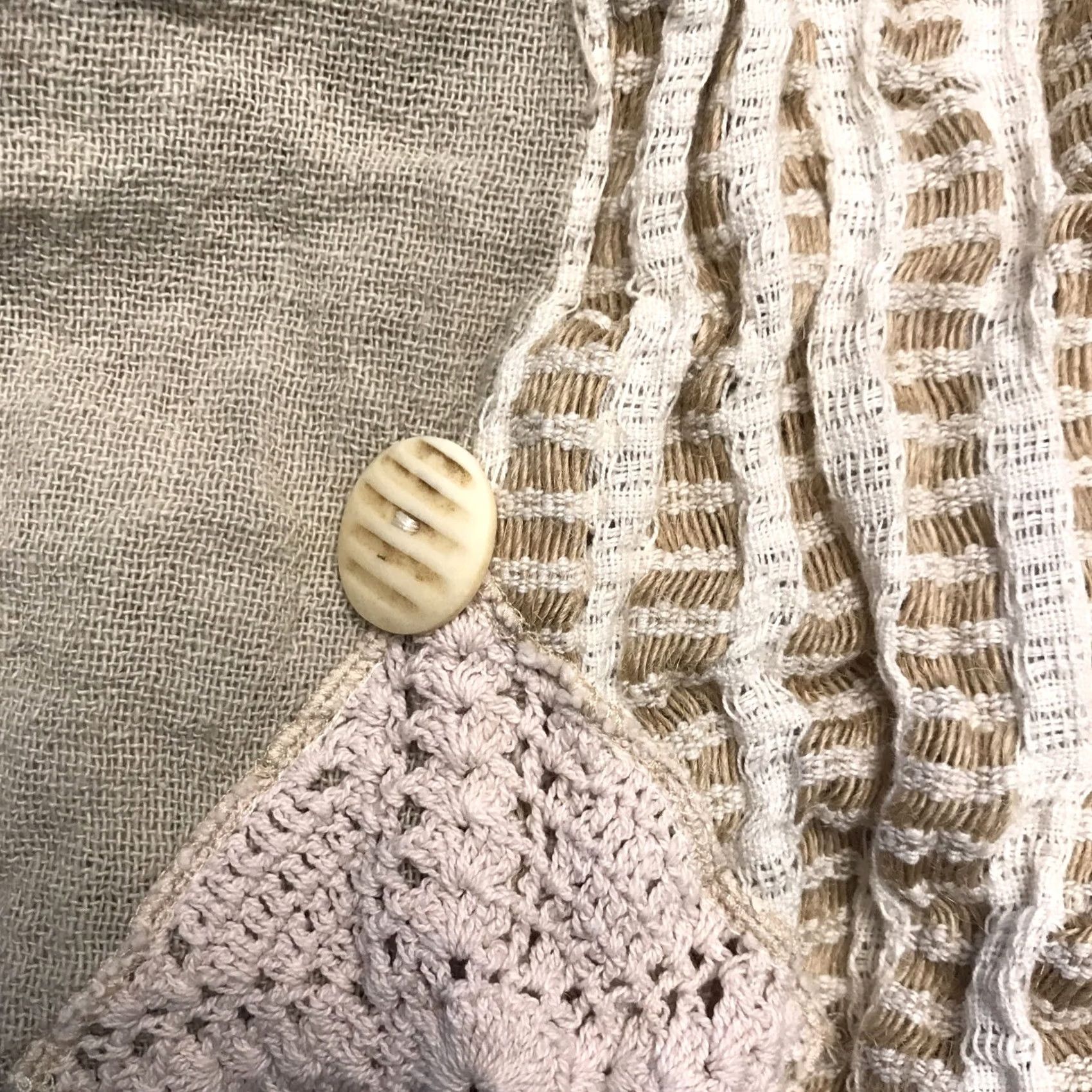 Vintage One Identity Skirt Women's Long Beige Bohemian Peasant Knit Cotton 30" Waist Elastic 31" Length L Size 36" / US 14 / IT 50 - 4 Thumbnail