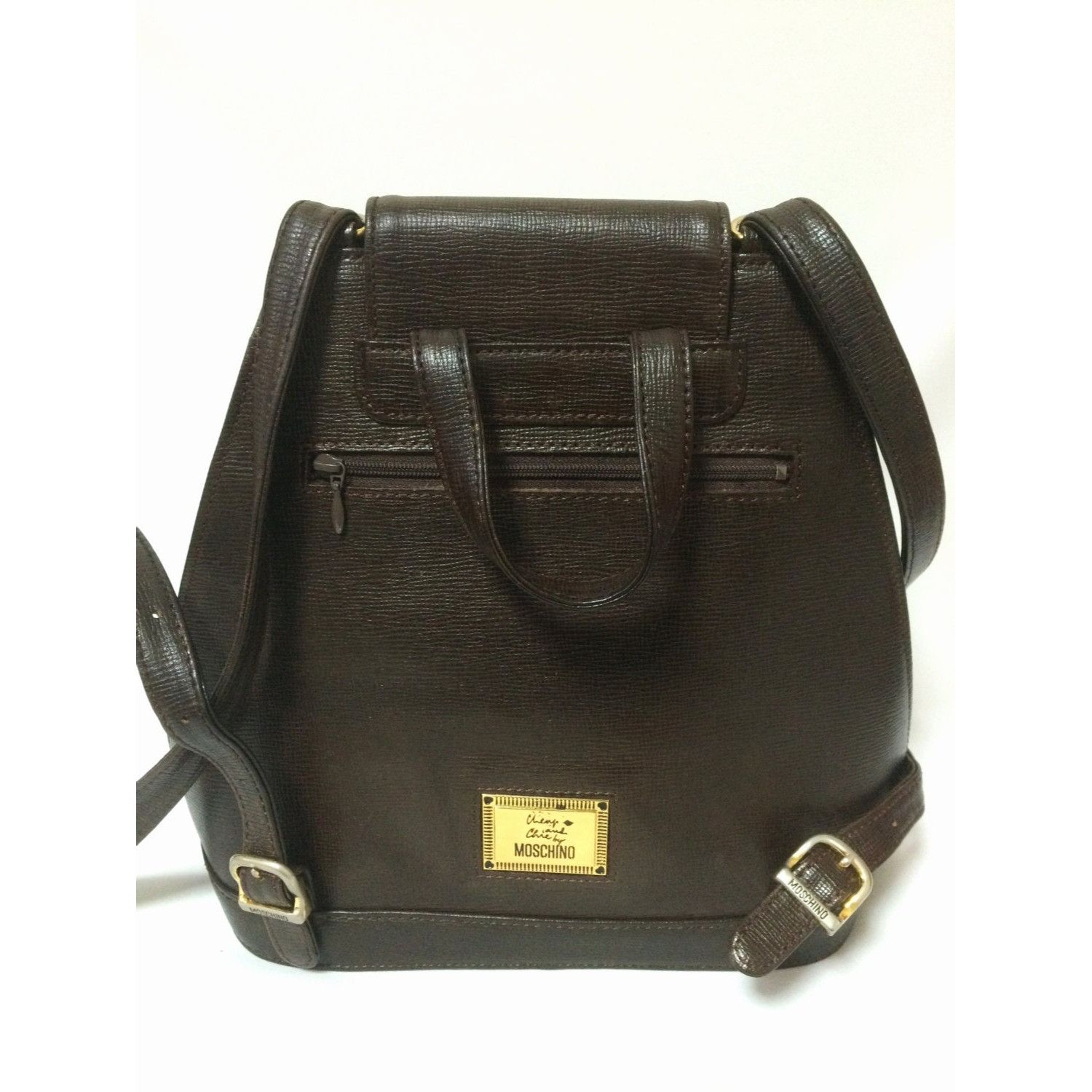 Moschino Vintage MOSCHINO genuine dark brown leather backpack Size ONE SIZE - 2 Thumbnail