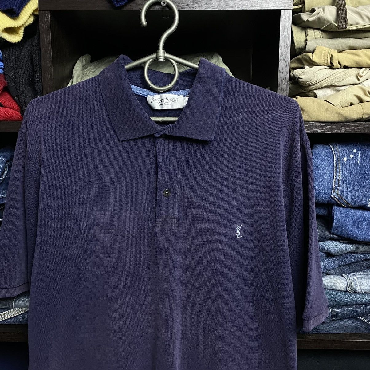 Yves Saint Laurent Luxury Yves Saint Laurent Small logo faded vintage polo Size US L / EU 52-54 / 3 - 2 Thumbnail